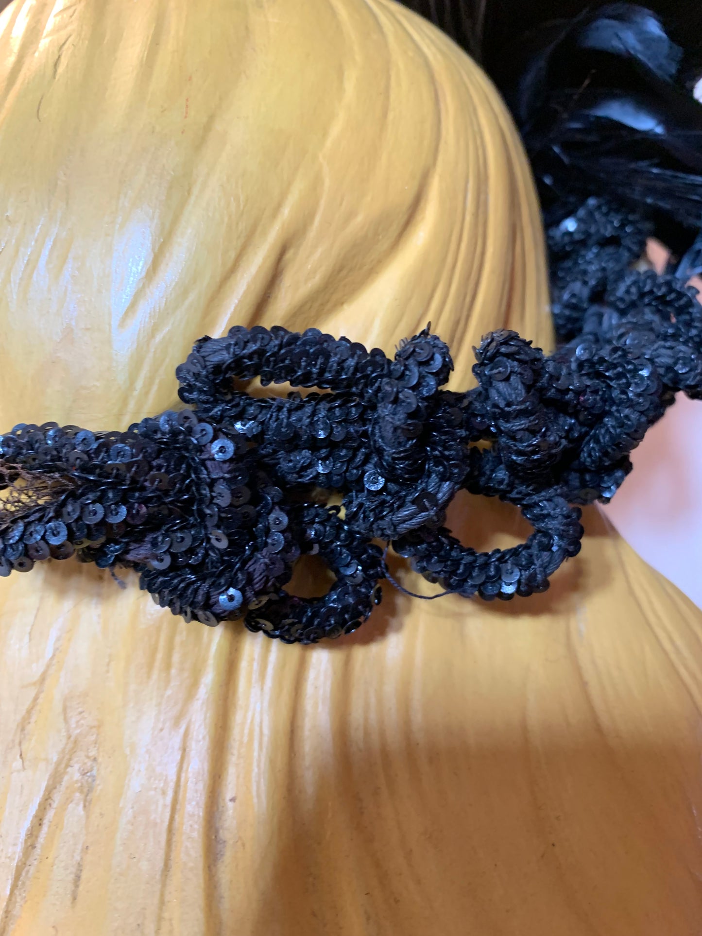 Murdered by Birds Reimagined Victorian Jet Beaded Crown with Feathers