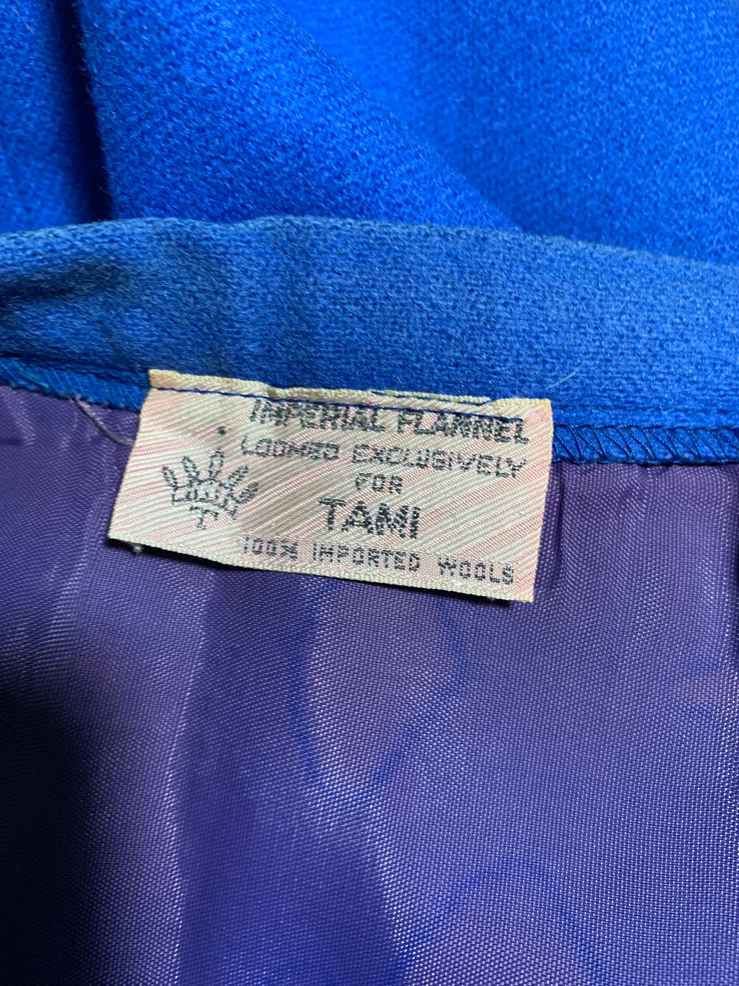 Cobalt Blue Wool Pencil Skirt circa 1960s