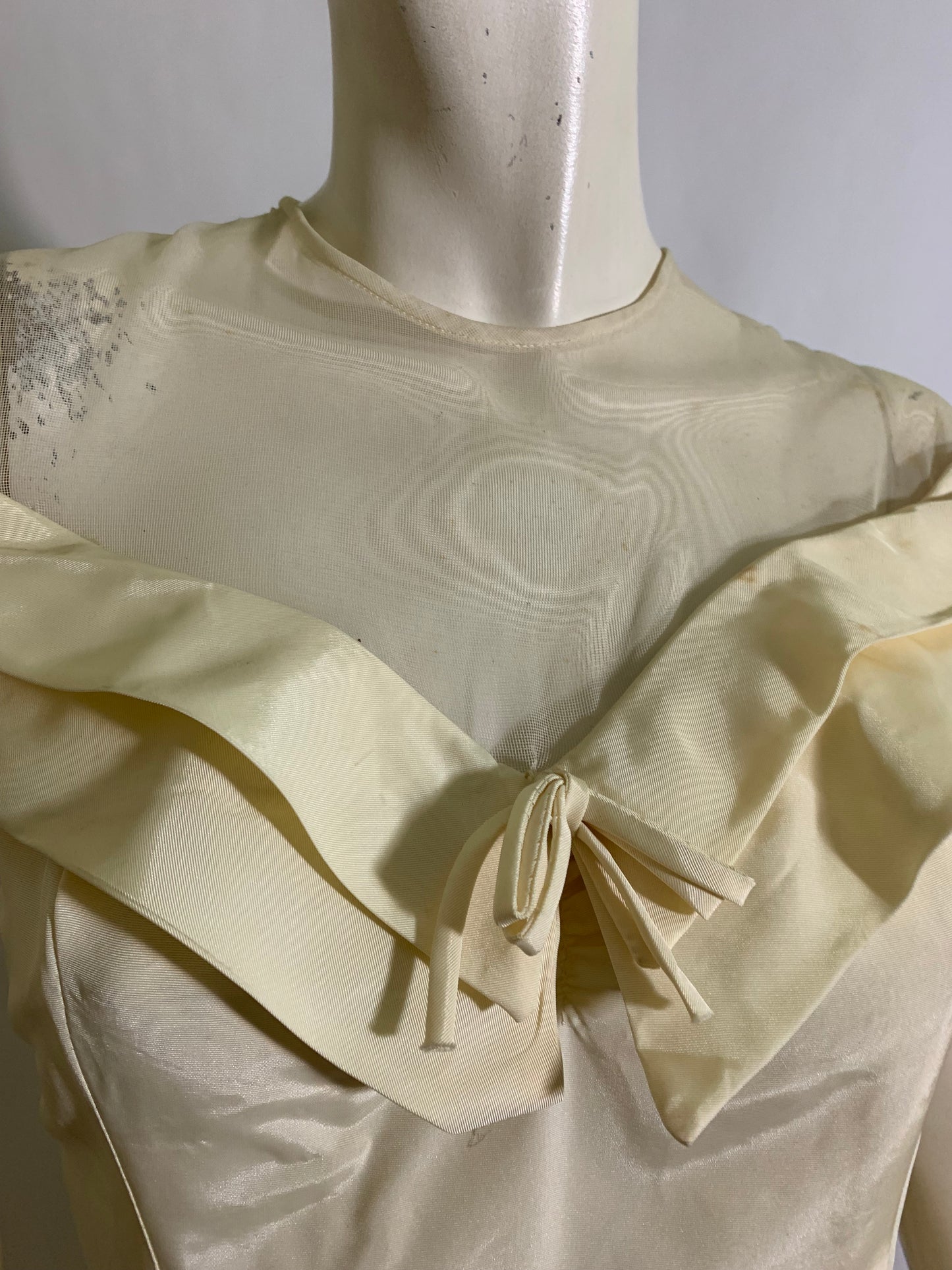 Off White High Neck Wedding Dress circa 1940s as is