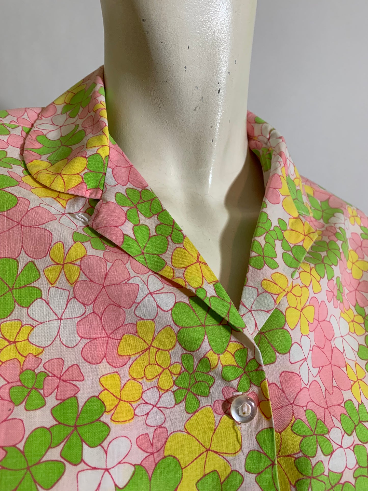 Pastel Floral Print Cotton Blouse circa 1960s