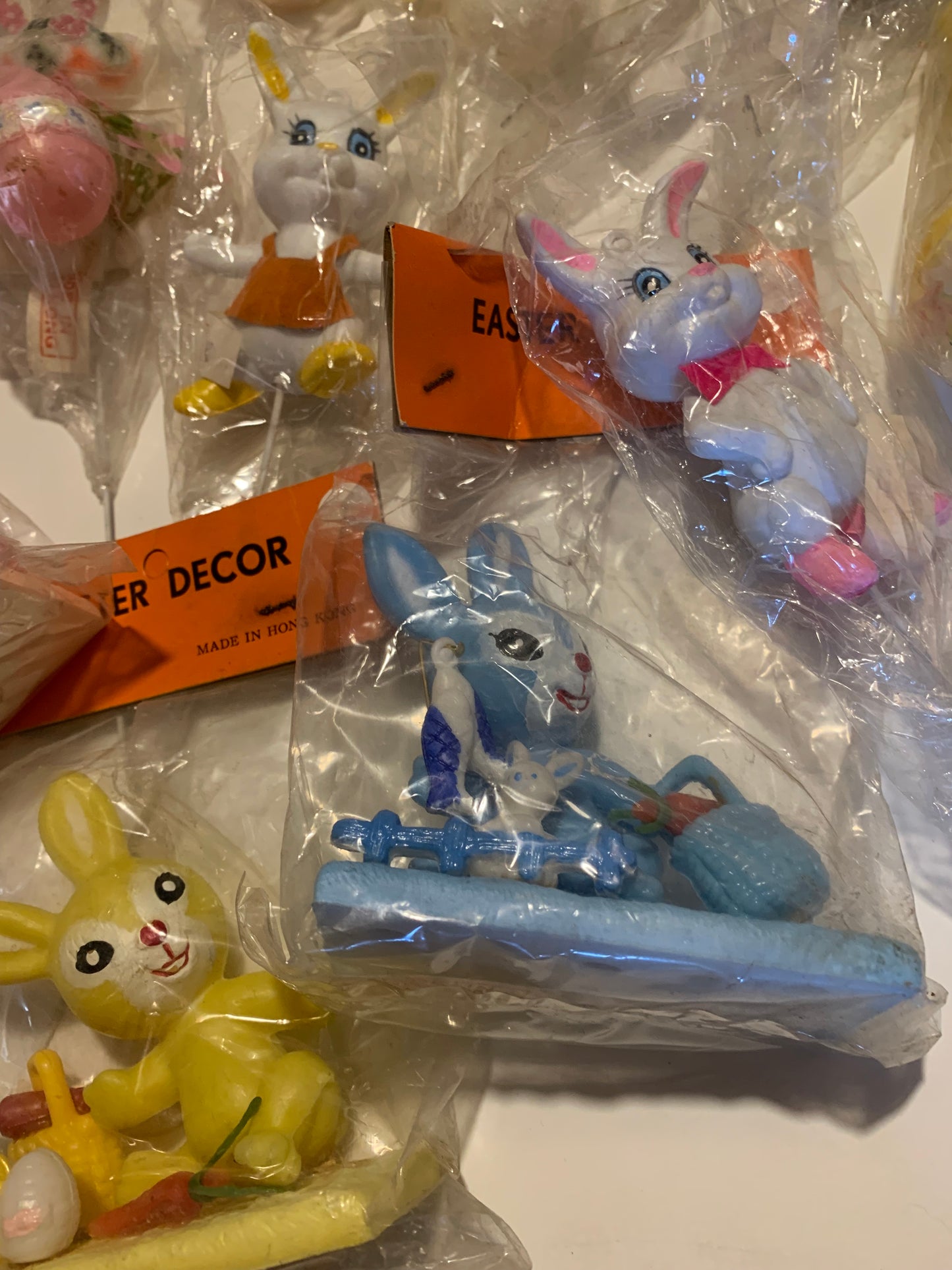 Lot Delightful Flocked Bunnies Easter Craft Supplies 1970s 11 pcs