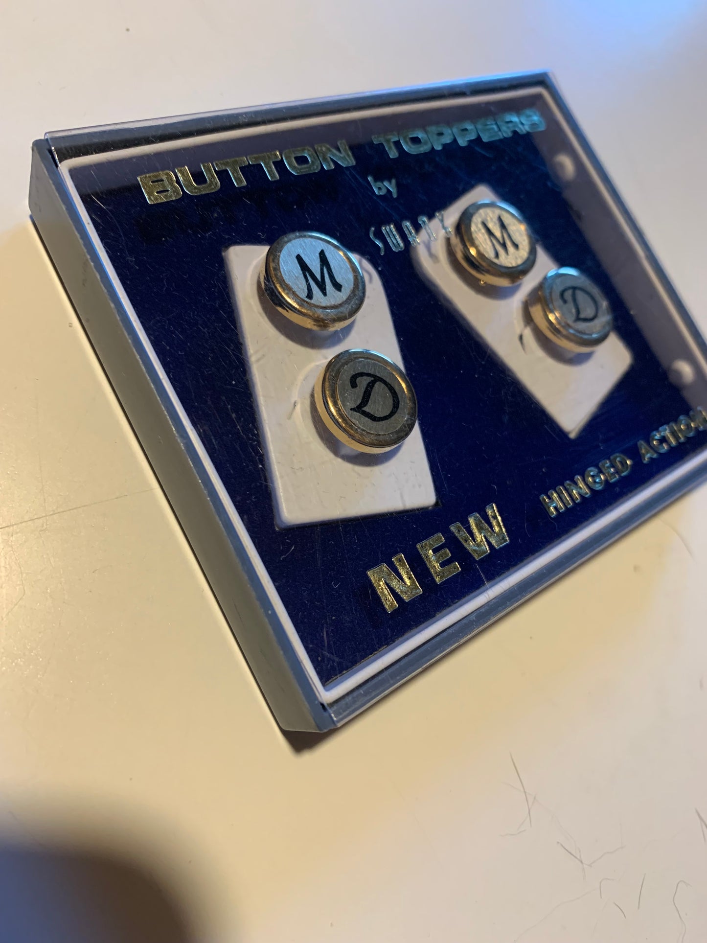 D M Inital Shirt Button Covers by SWANK circa 1960s