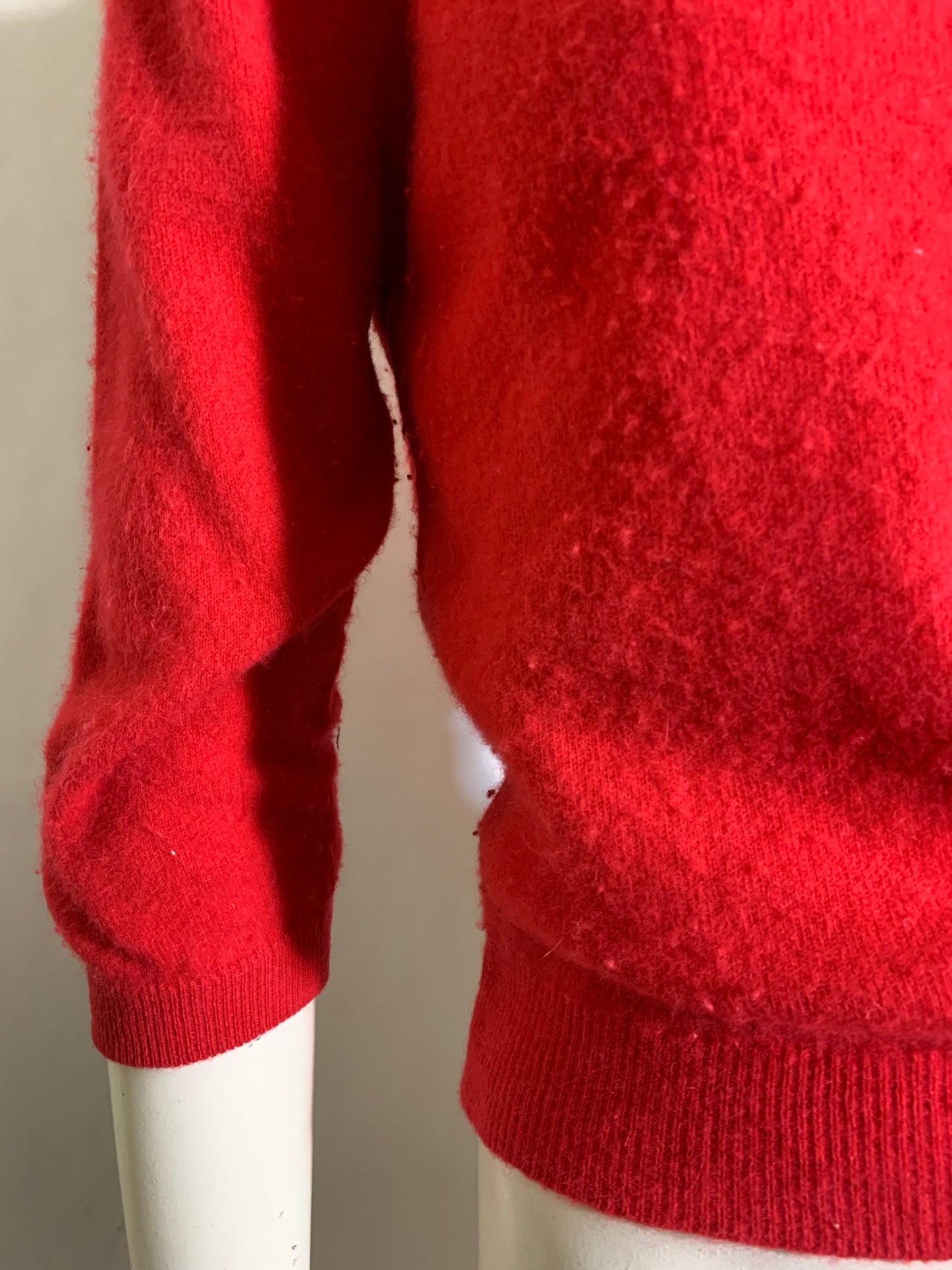 RESERVED Melon Red Wool Fur Blend Collared Sweater circa 1960s