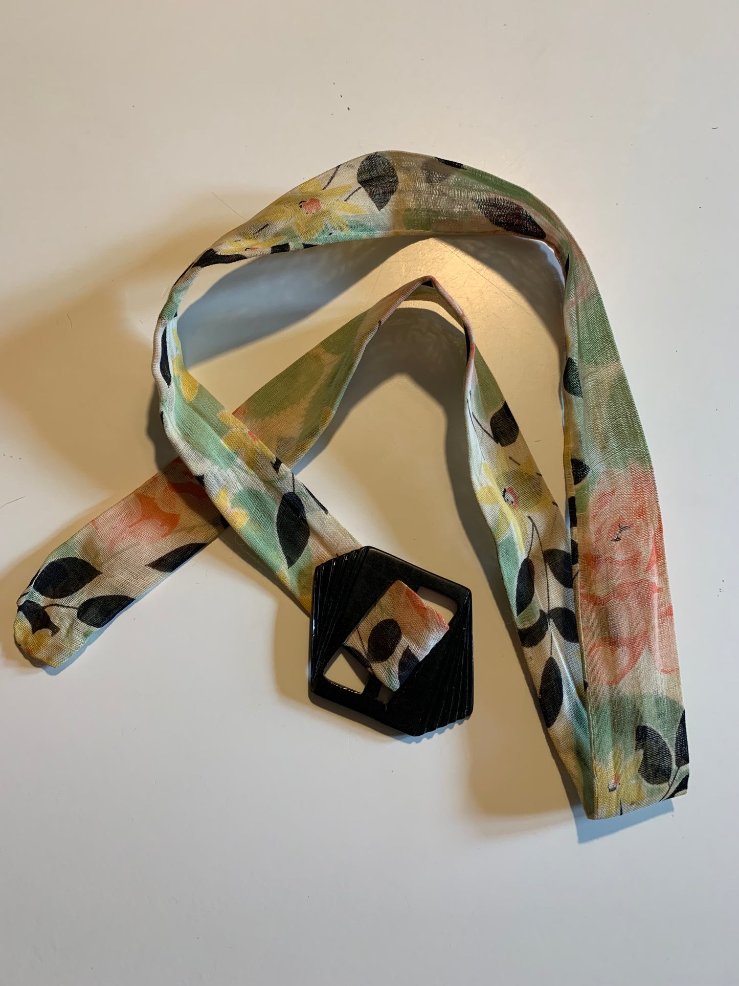 Deco Foliage 1930s Fabric Belt Refurbished