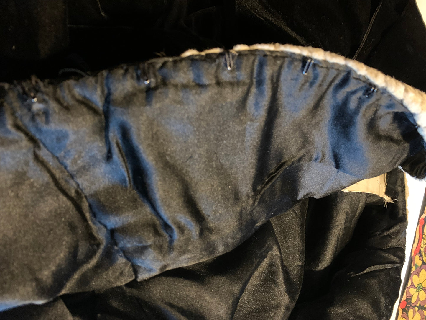 Black Velvet and Sculpted Fur Coat Slit Back circa 1890s