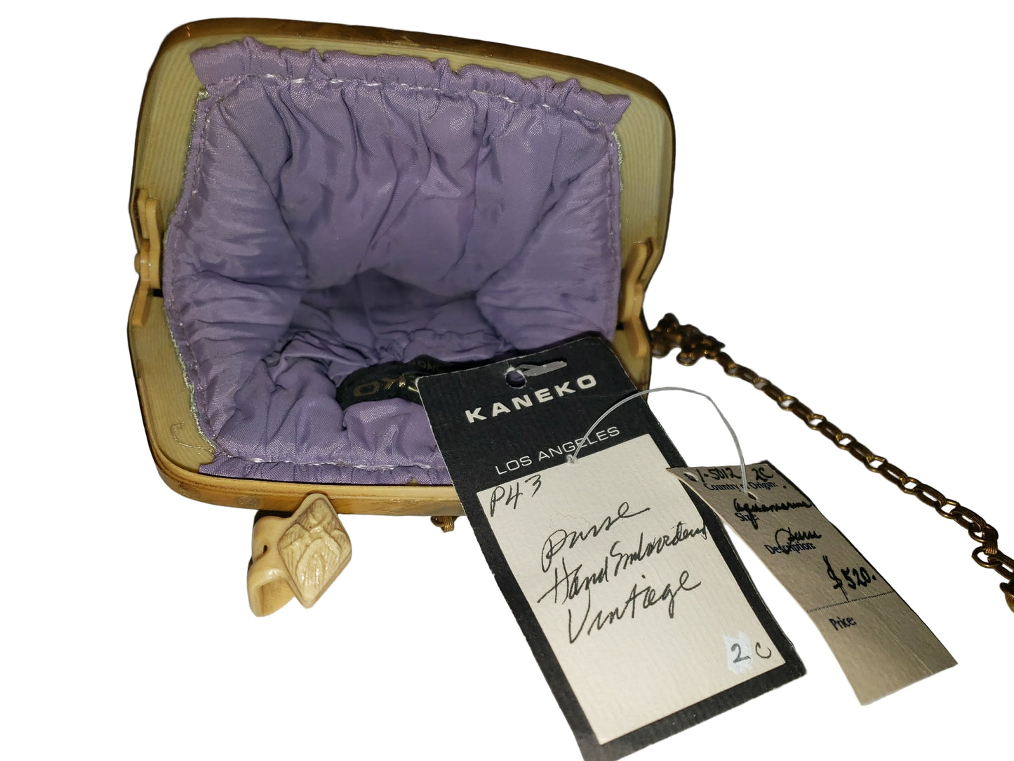 One of a Kind Silk and Velvet Kaneko 1920s Style Handbag circa 1970s