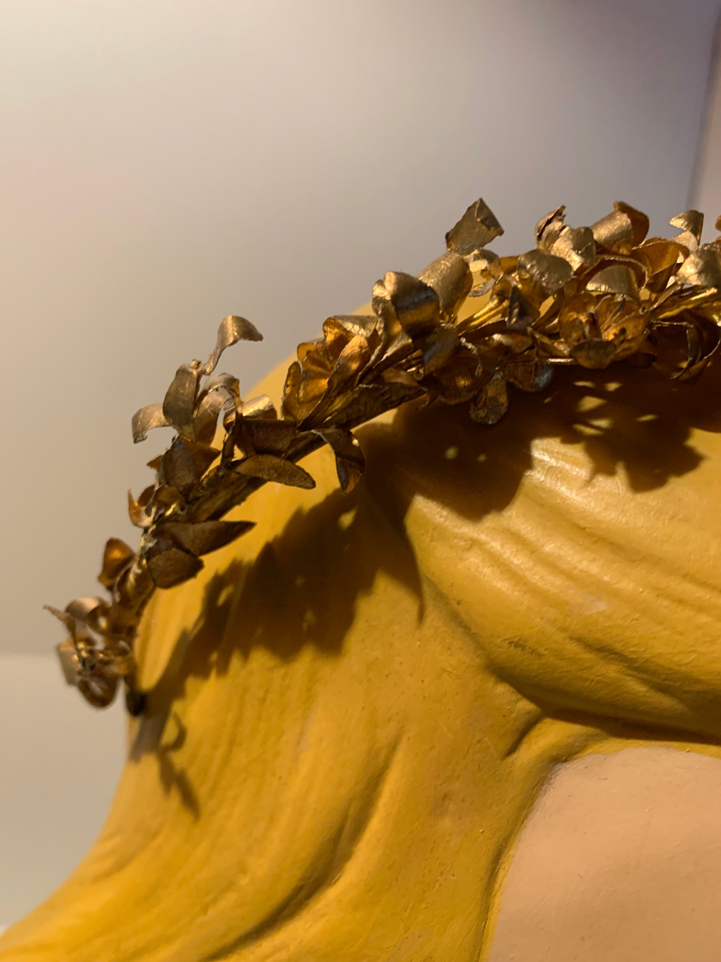 Golden Paper Hand Made Flower Crown Headband circa 1920s