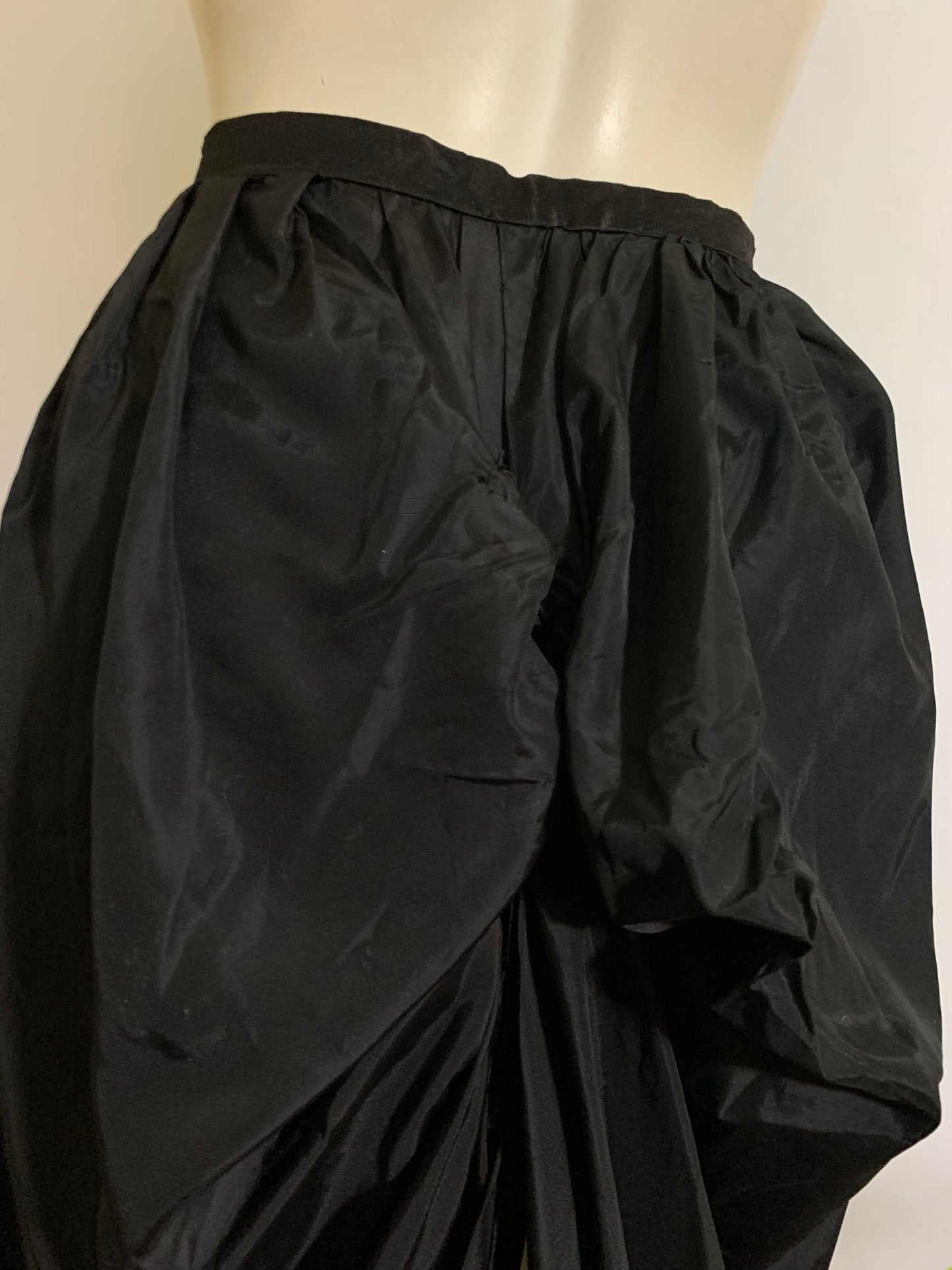 Black Weighted Silk Asymmetrical Overskirt Jet Beaded Tassels circa 1910s