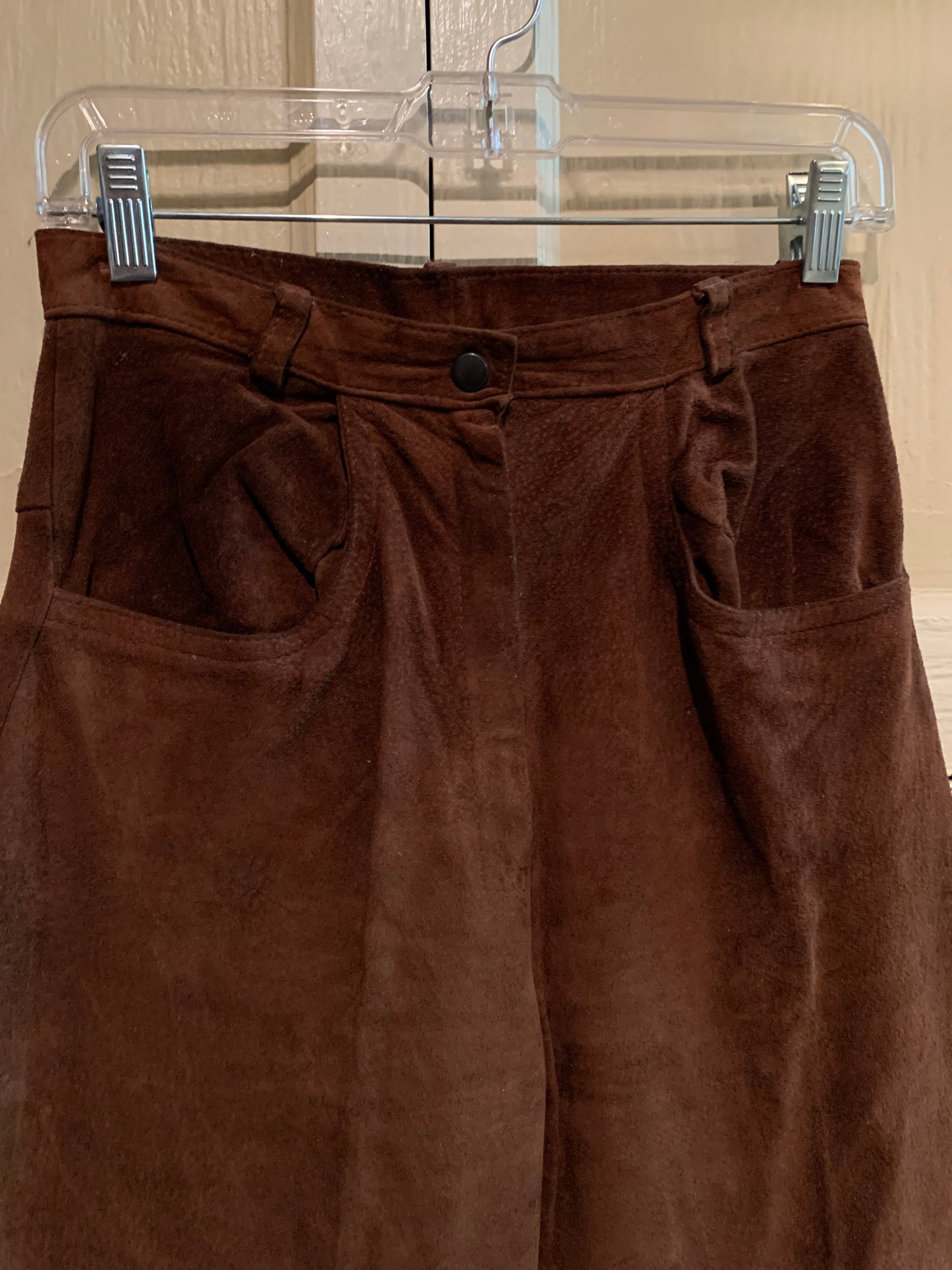 Chocolate Brown Suede High Waist Pants circa 1980s