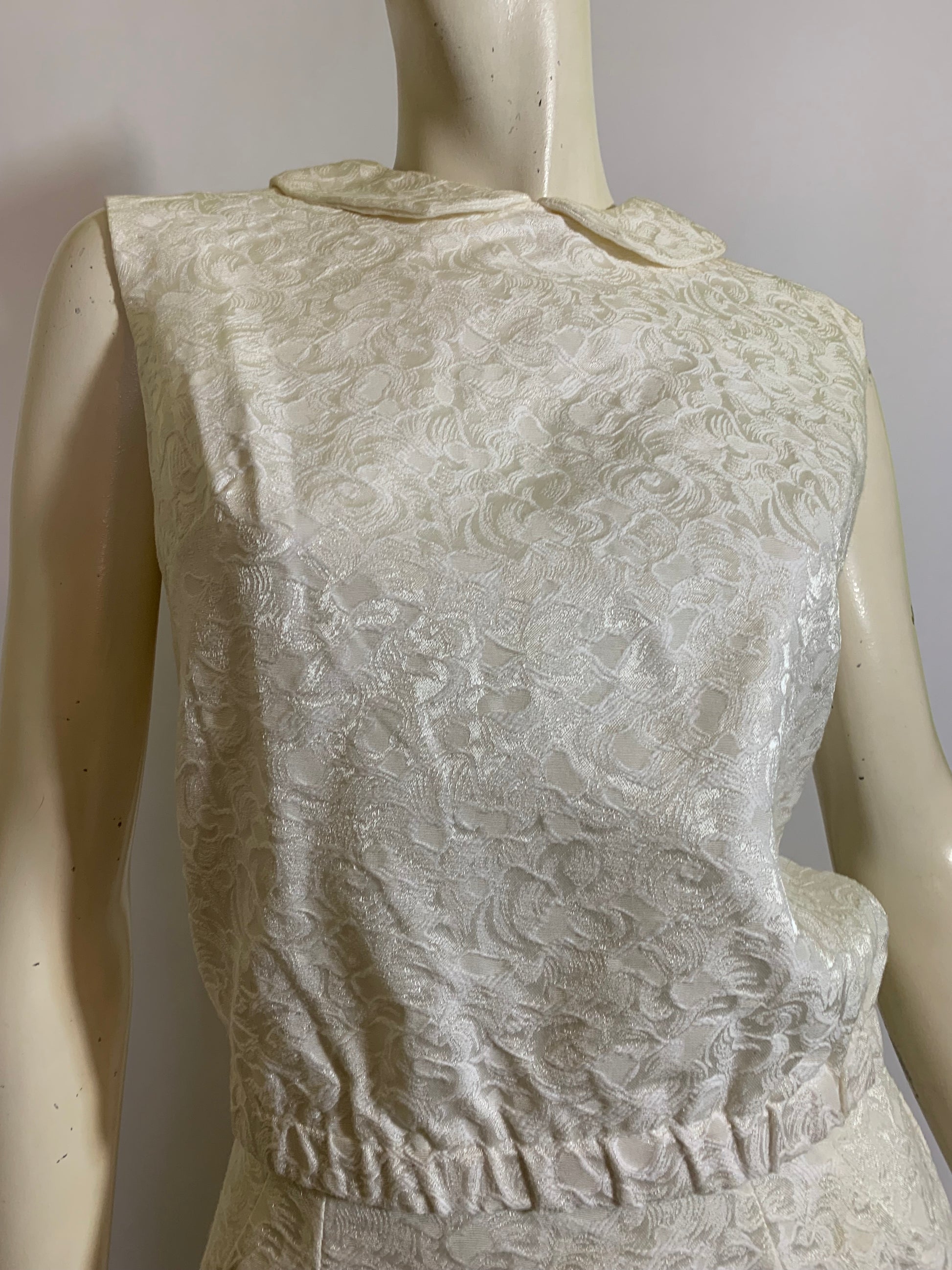 Two Piece White Damask Style Dress Set circa 1960s – Dorothea's Closet Vintage Two Piece White Damask Style Dress Set circa 1960s – Dorothea's Closet Vintage