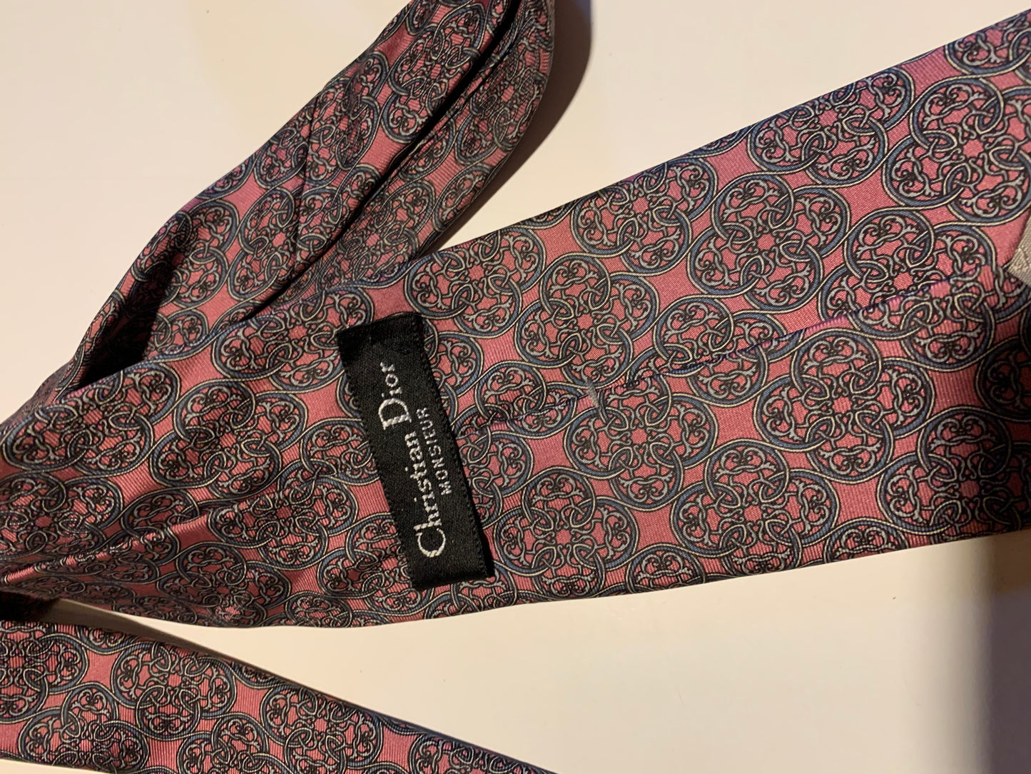 Pink and Grey Christian Dior Tie circa 1990s