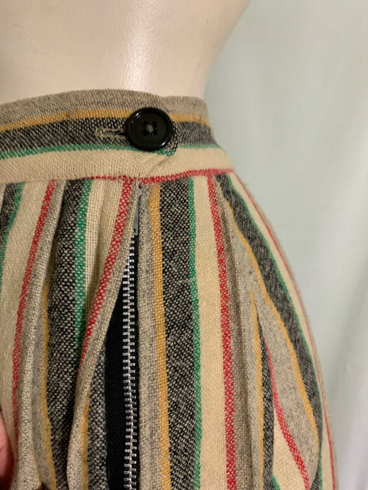 Preppy Striped Wool Bobby Soxer Skirt circa 1940s