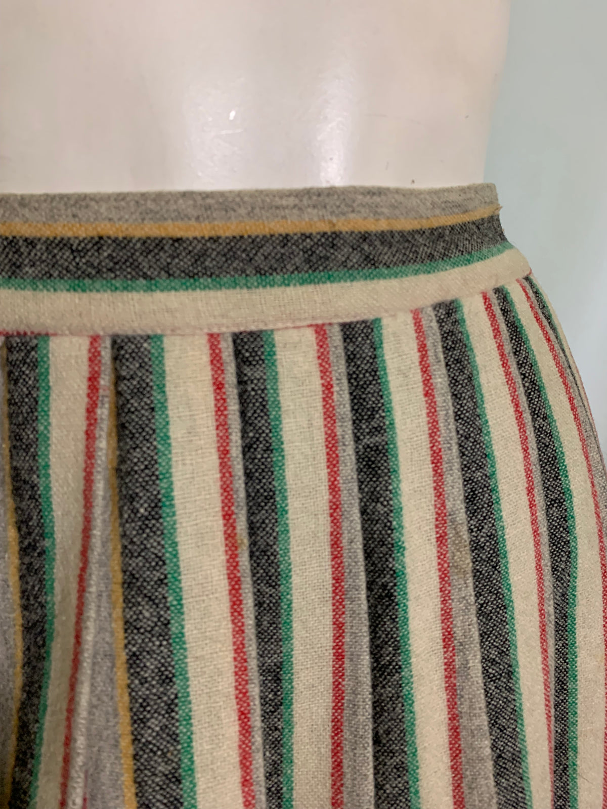 Preppy Striped Wool Bobby Soxer Skirt circa 1940s