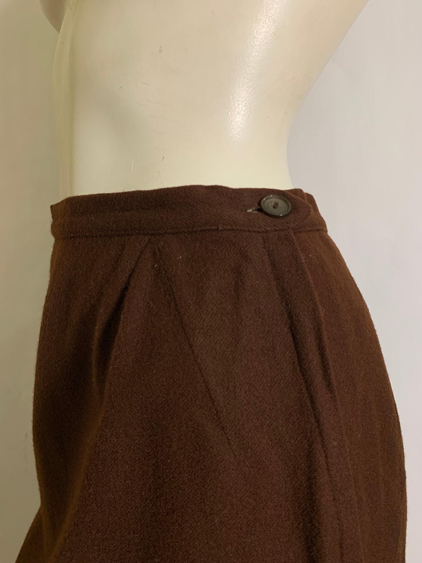 Chocolate Brown Wool Pencil Skirt circa 1960s