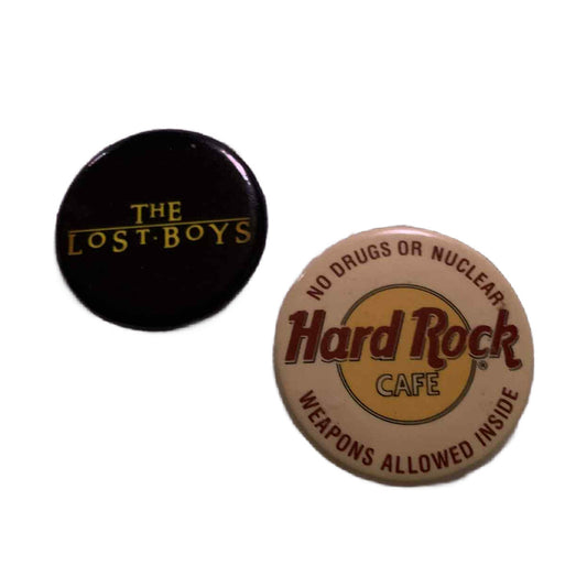 Lost boys and Hard Rock Cafe Pin Button Collection circa 1980s
