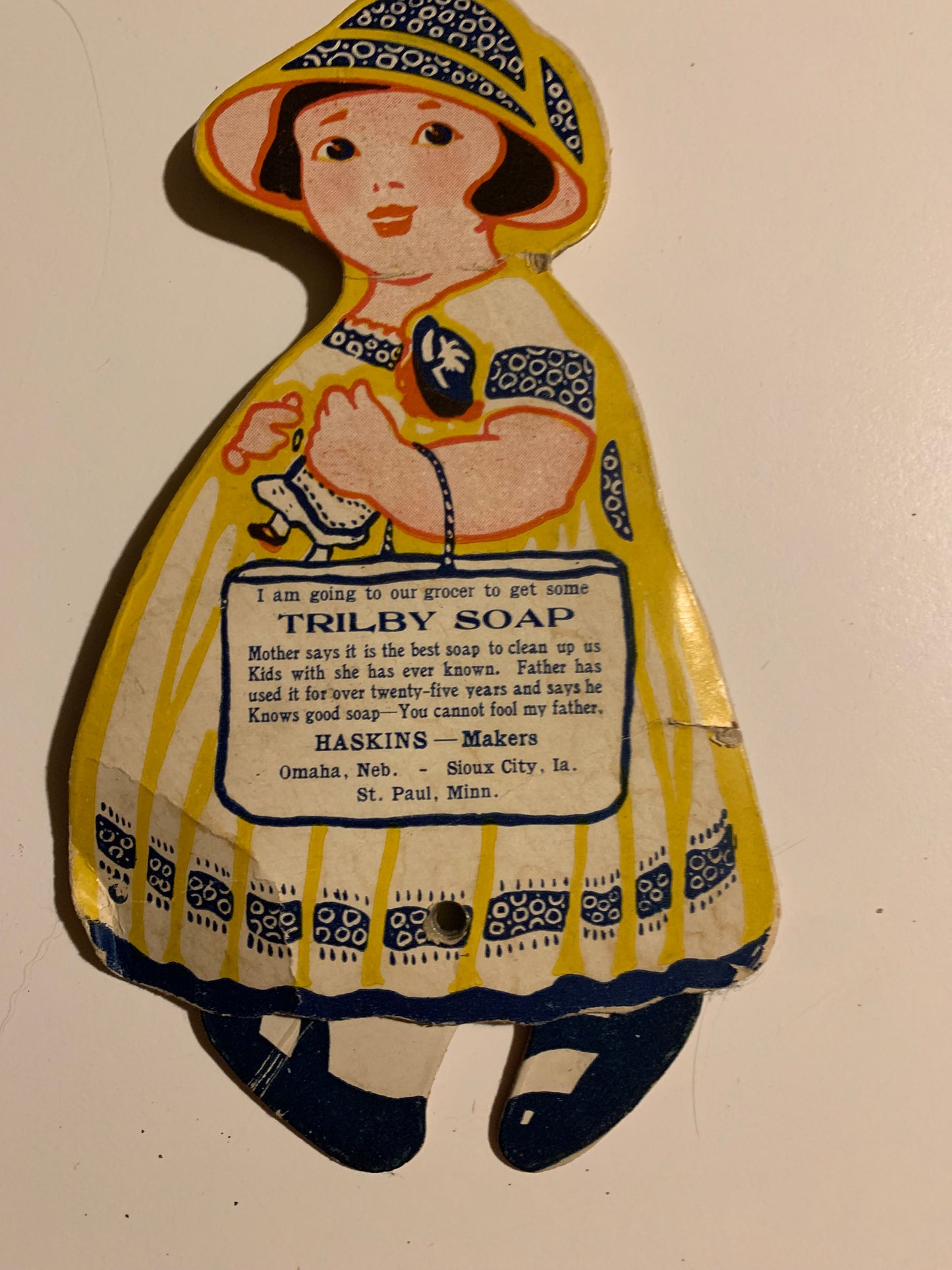 Trilby Soap Allen's Walking Doll Cardboard Advert 8 1920s