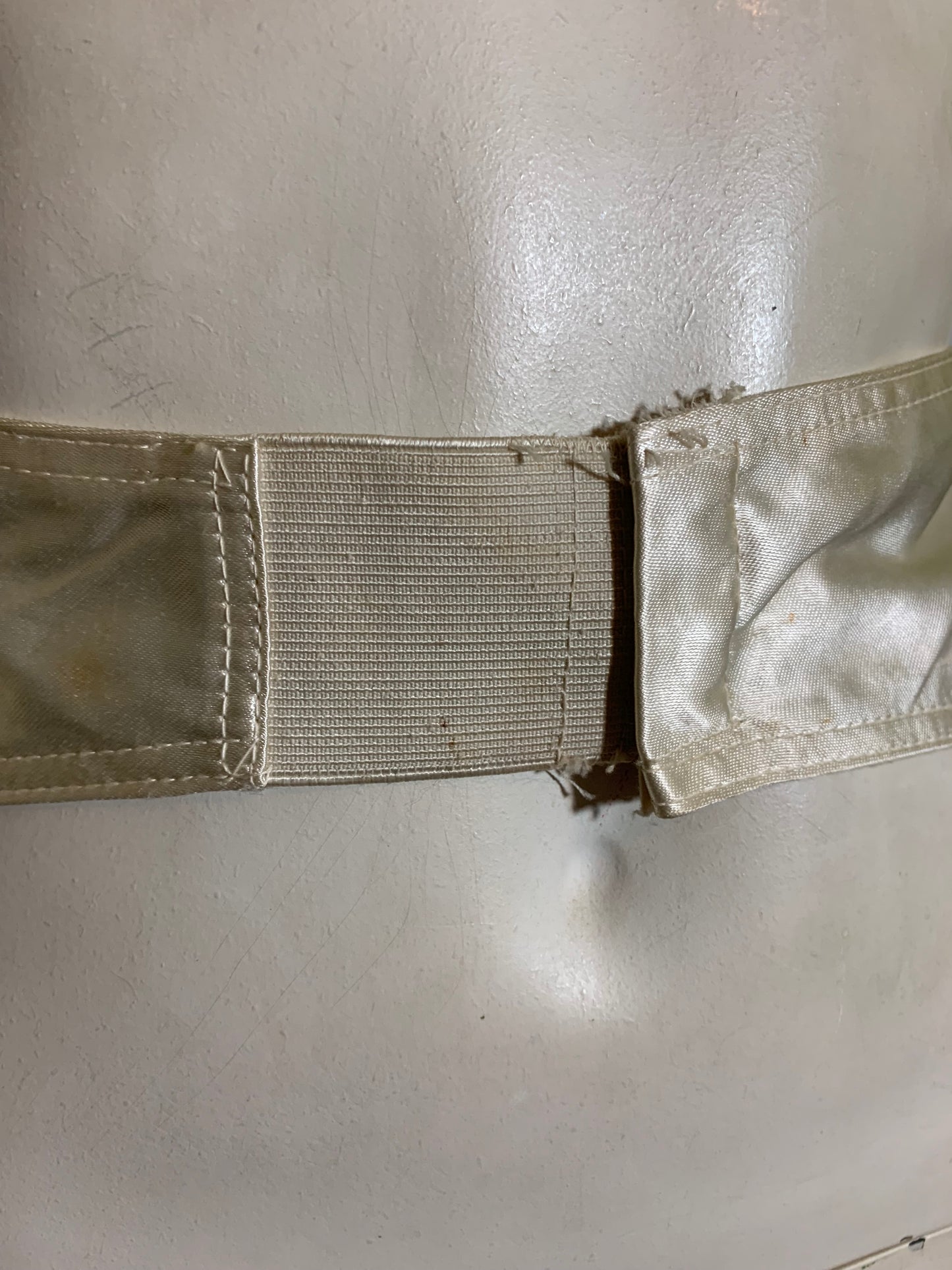 Silvery White Satin Garter Belt with Blue Stitching circa 1930s