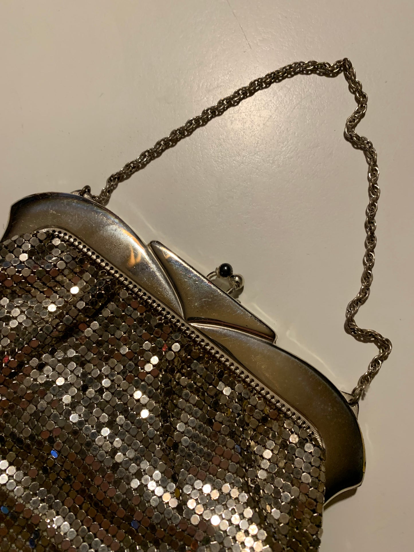 Shimmering Silver Mesh Metal Handbag circa 1940s Whiting & Davis