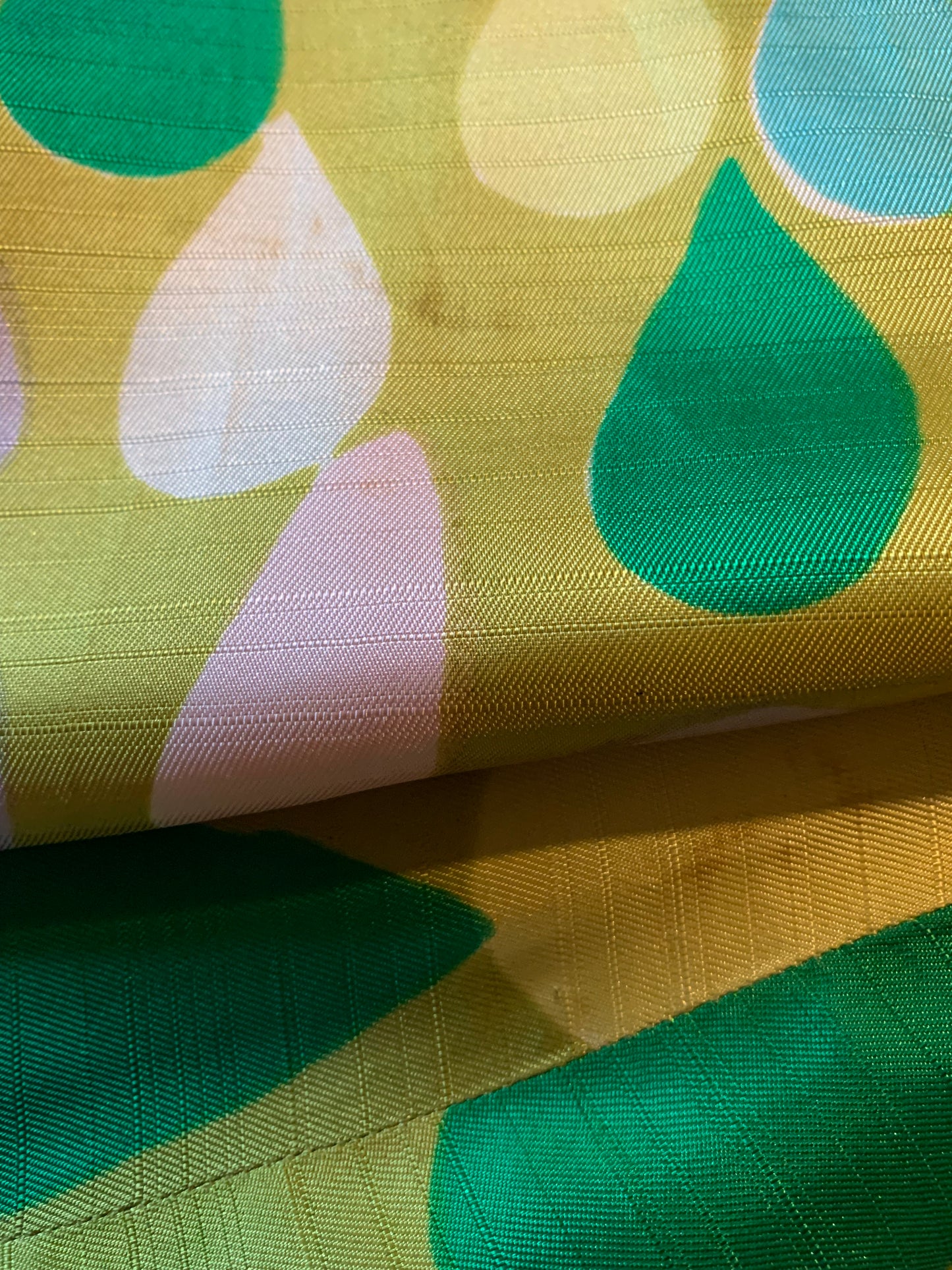 Pastel Raindrop Print Sheath Dress with Sash circa 1960s