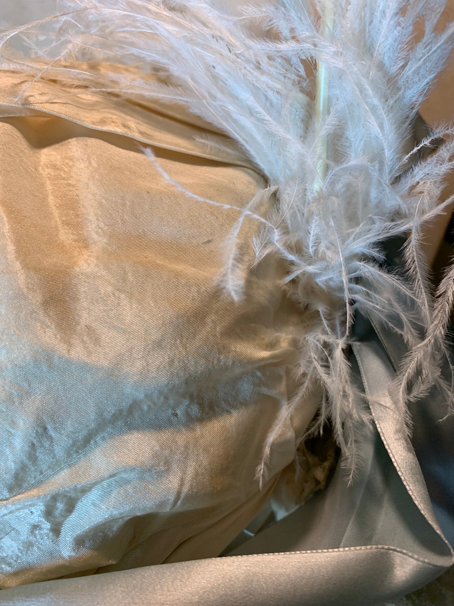 The Bride Reimagined Edwardian Silk Hat and Flowers with Antique Hanky, Pale Blue Ribbon and Feathers