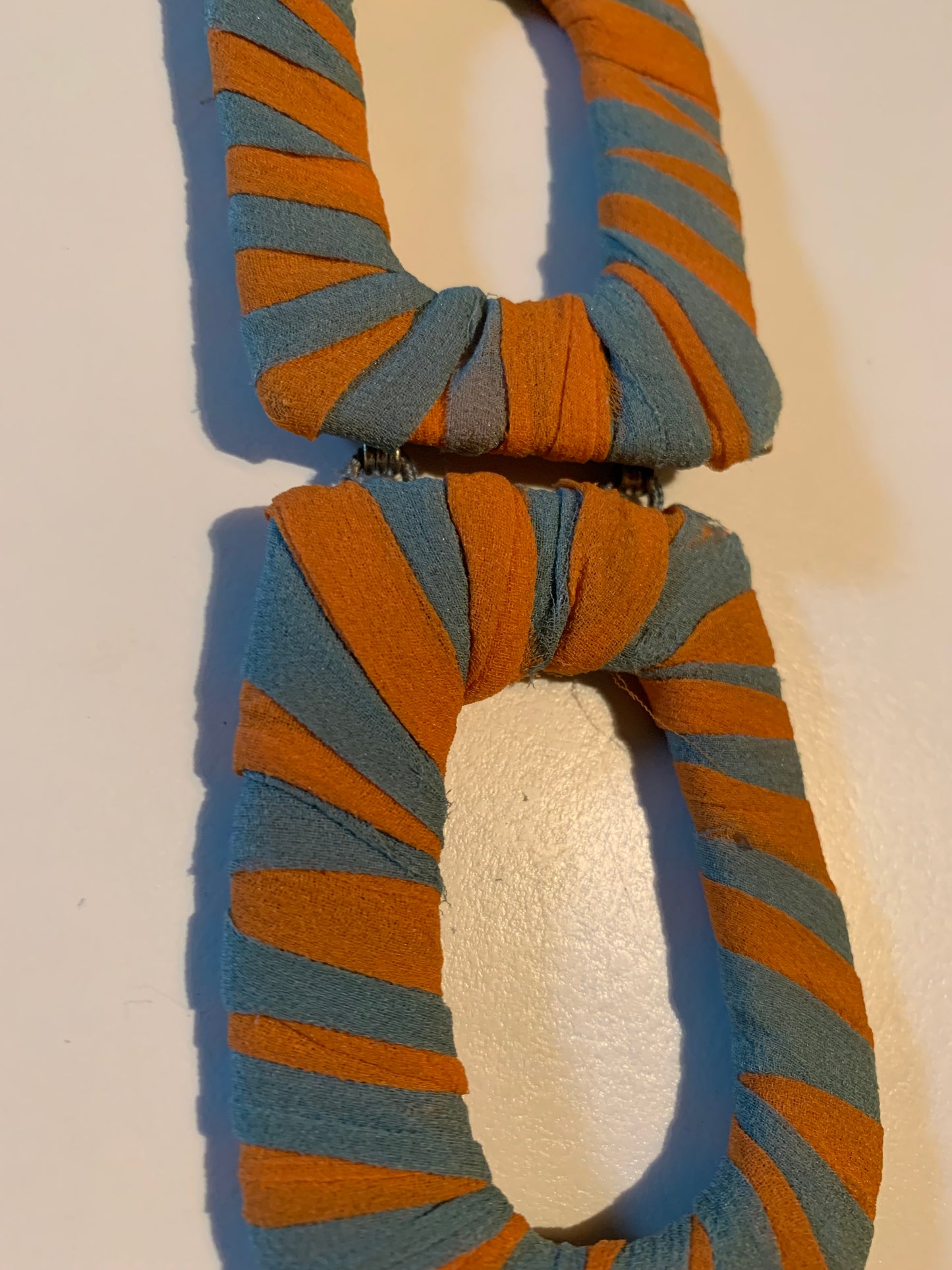 Orange and Blue Silk Striped Belt Buckle circa 1930s