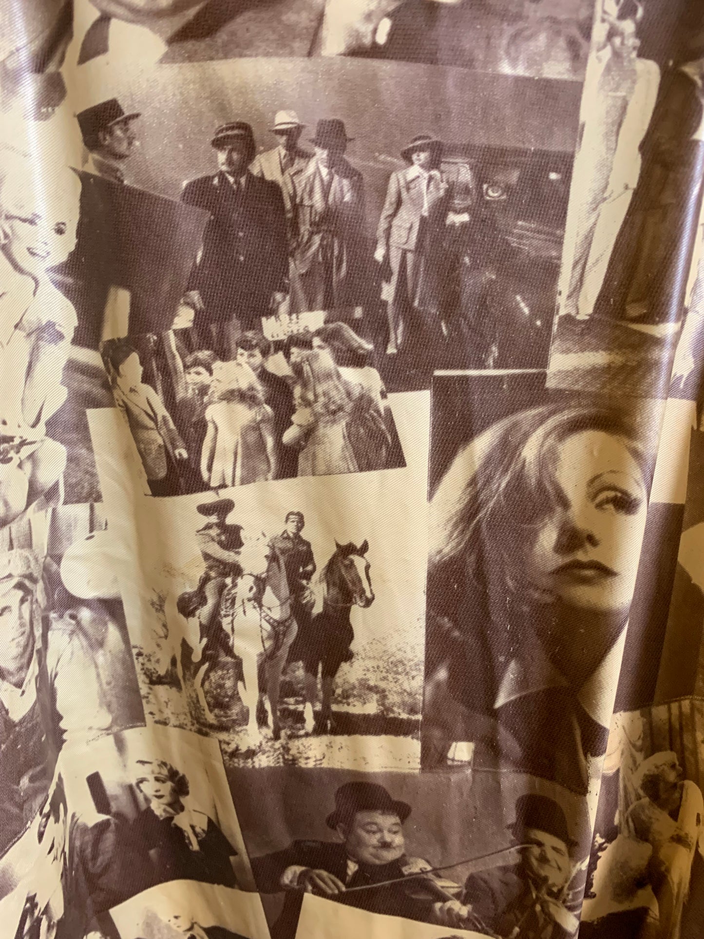 Golden Age of Hollywood Silver Screen Stars Photo Print Vinyl Beauticians Cape circa 1970s