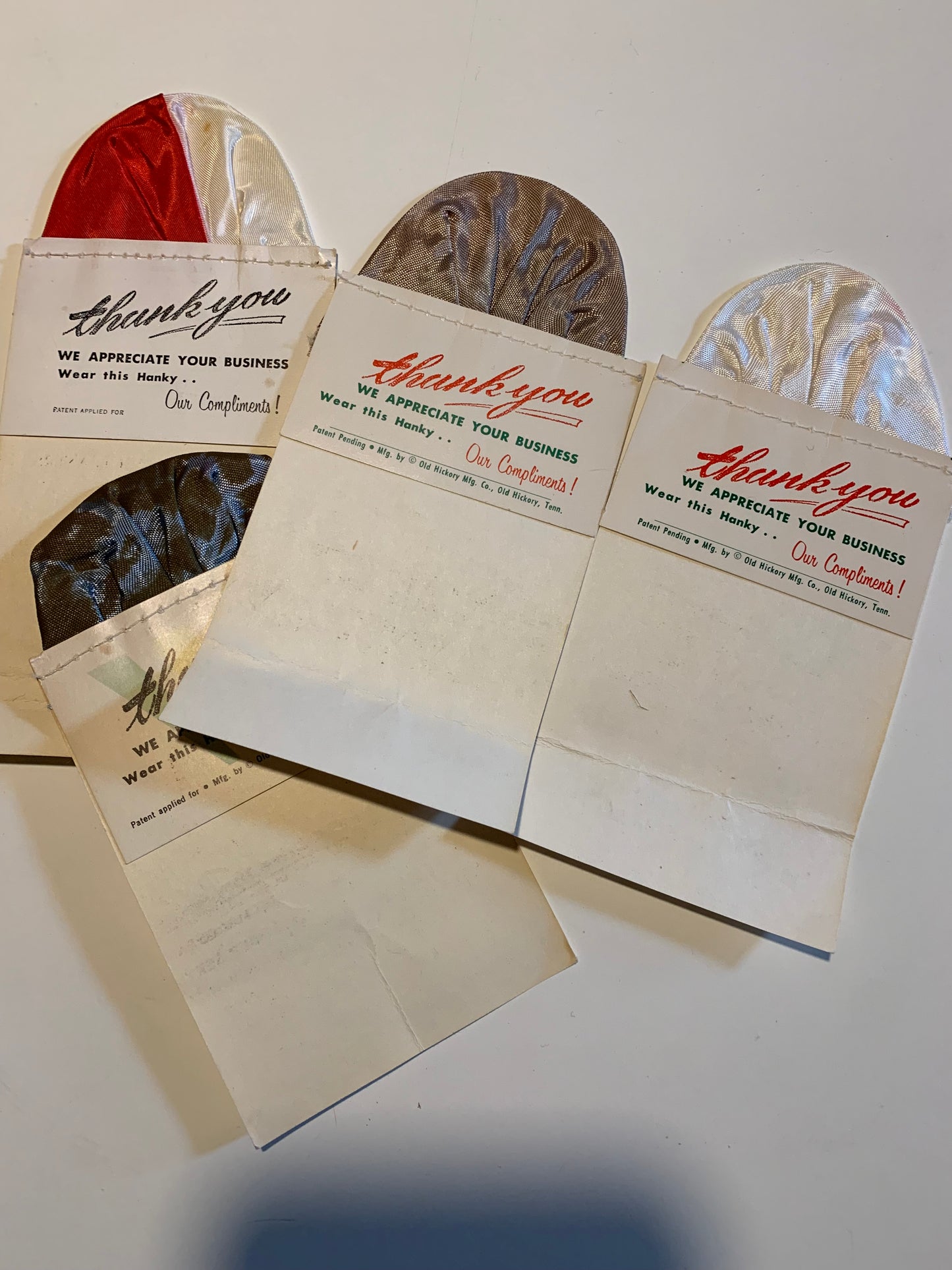 Lot 5 Dry Cleaning Ads with Men's Pocket Hankies circa 1960s
