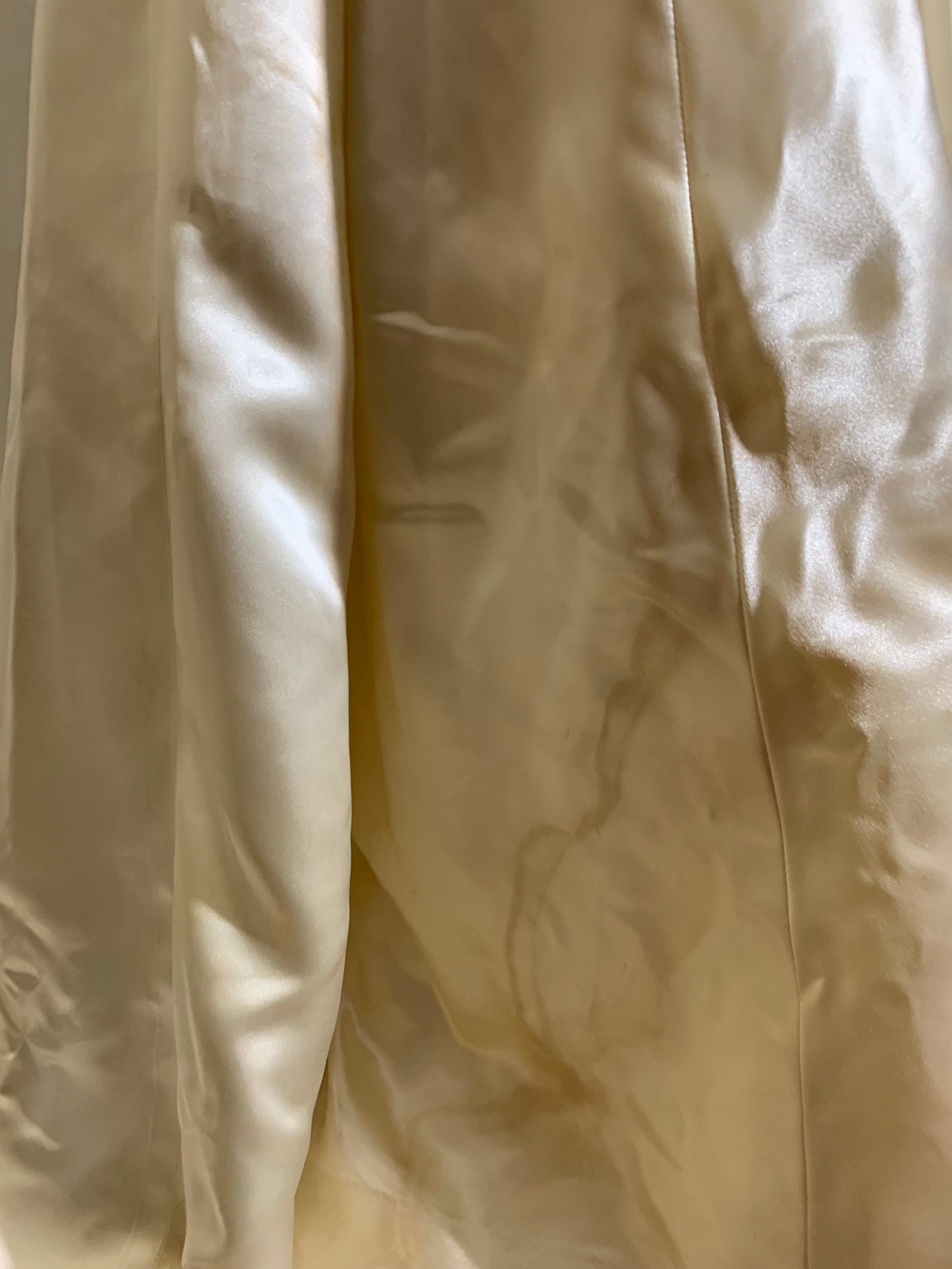 Soft White Slipper Satin Hip Draped Wedding Dress circa 1940s