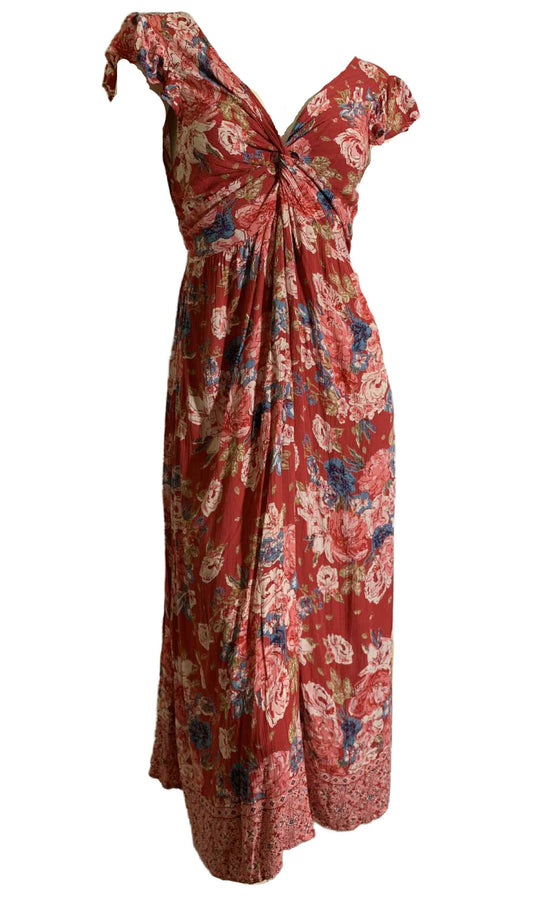 30s Inspired Floral Dress with Twisted Bodice circa 1990s