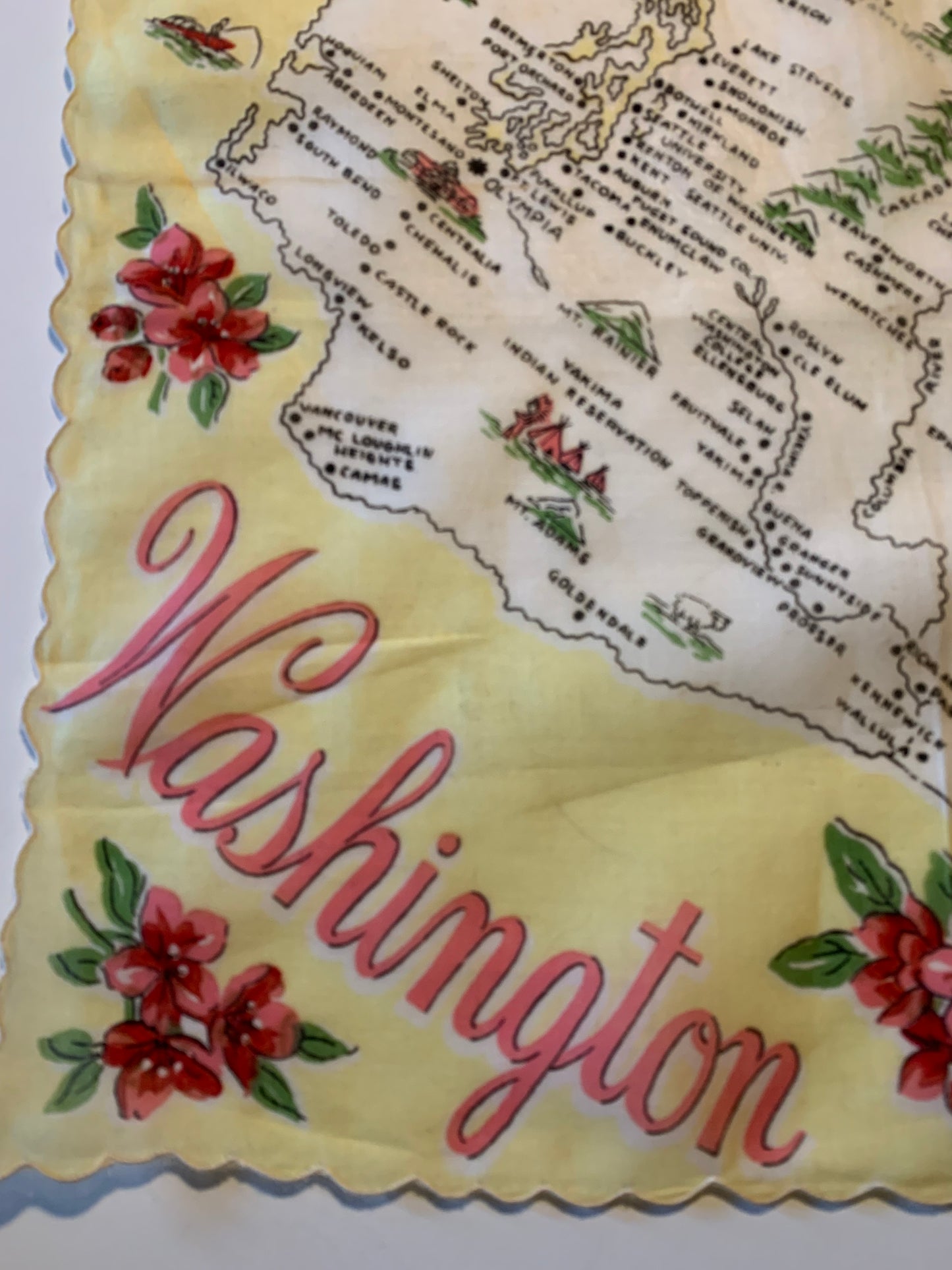Washington State Cotton Handkerchief circa 1940s