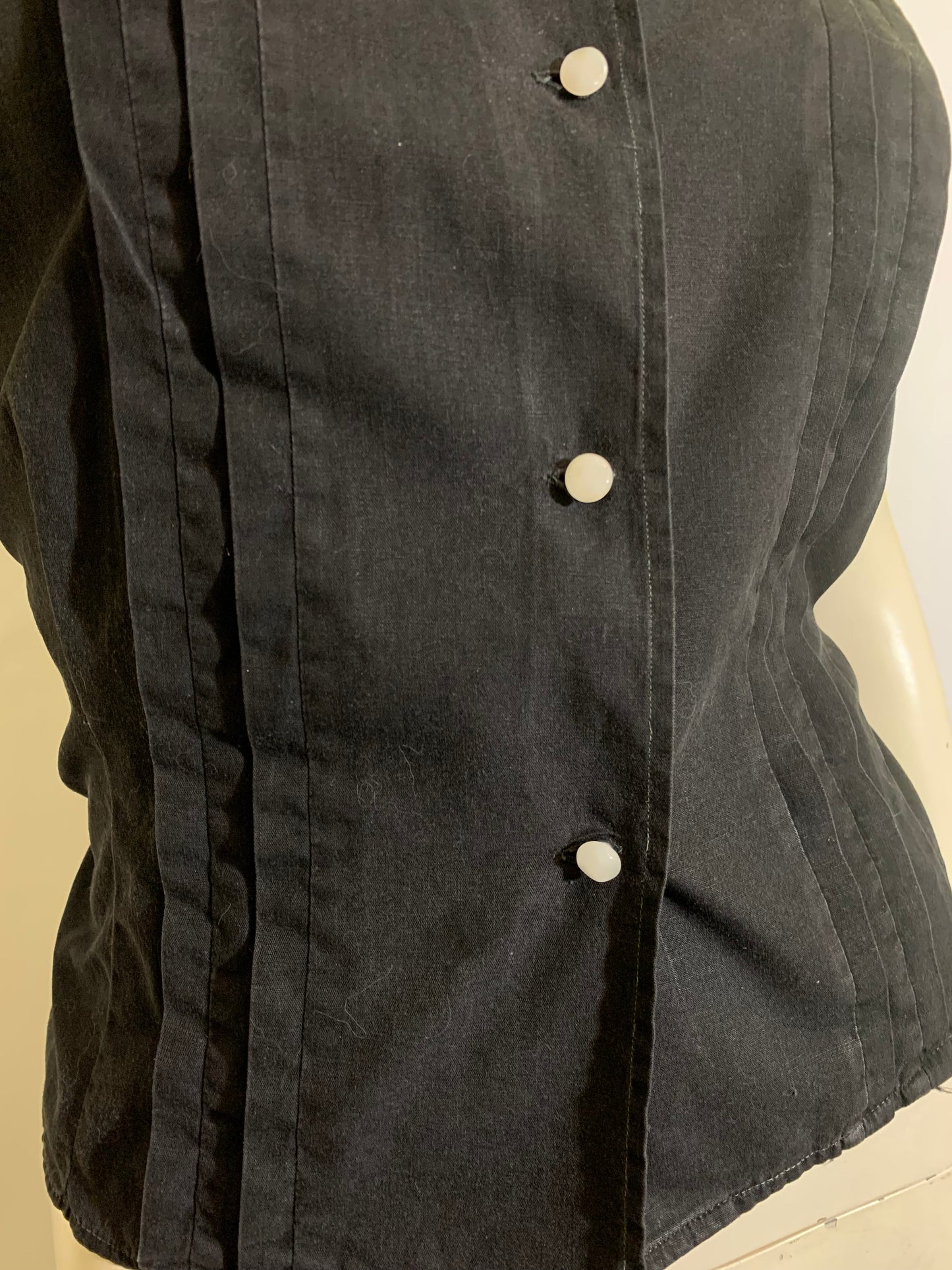 Black Sleeveless Cotton Pin Tucked Blouse circa 1960s