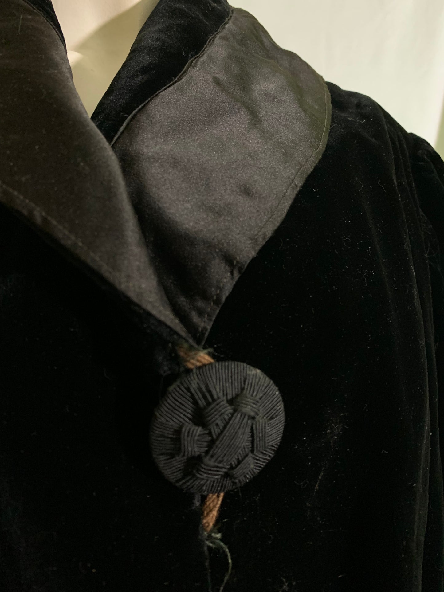 Black Velvet Silk Trimmed Classic Edwardian Jacket circa 1910s