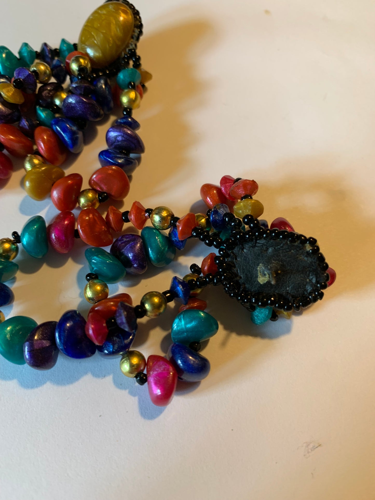 Exotic Looped Beaded Statement Earrings circa 1980s