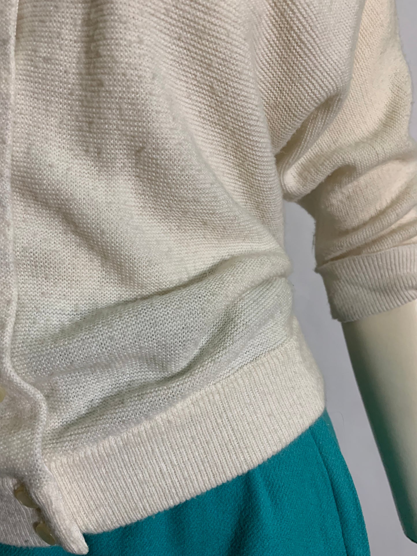 Winter White Button Front Sweater circa 1960s