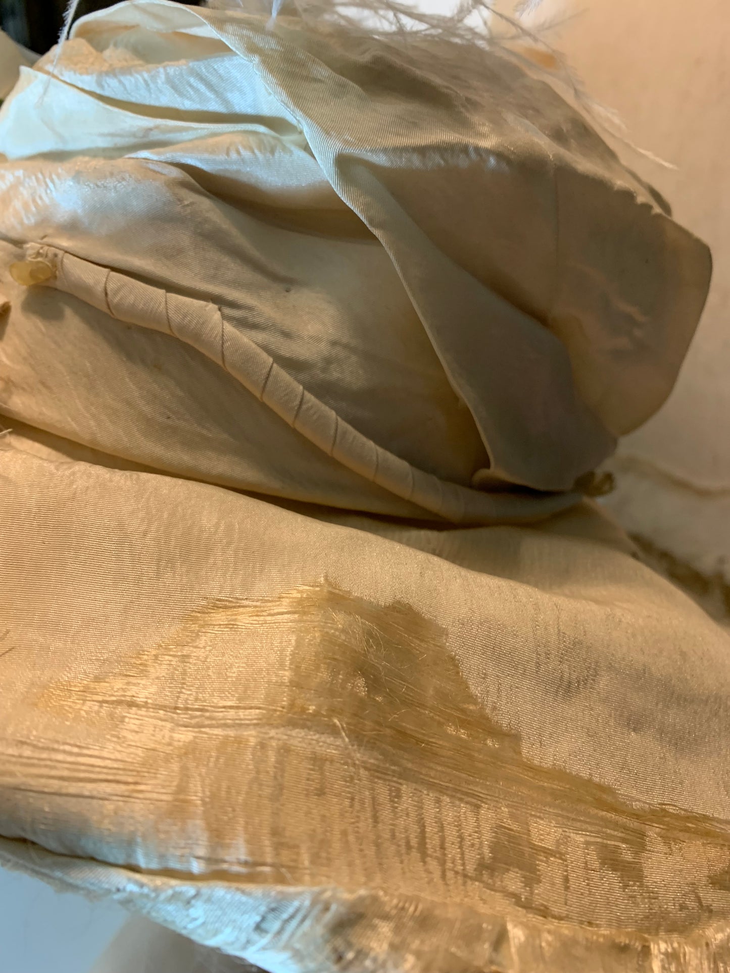 The Bride Reimagined Edwardian Silk Hat and Flowers with Antique Hanky, Pale Blue Ribbon and Feathers