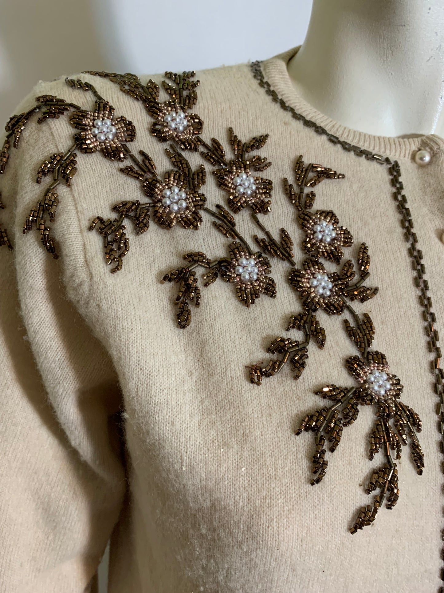 Candlelight Sweater with Copper Beading circa 1960s