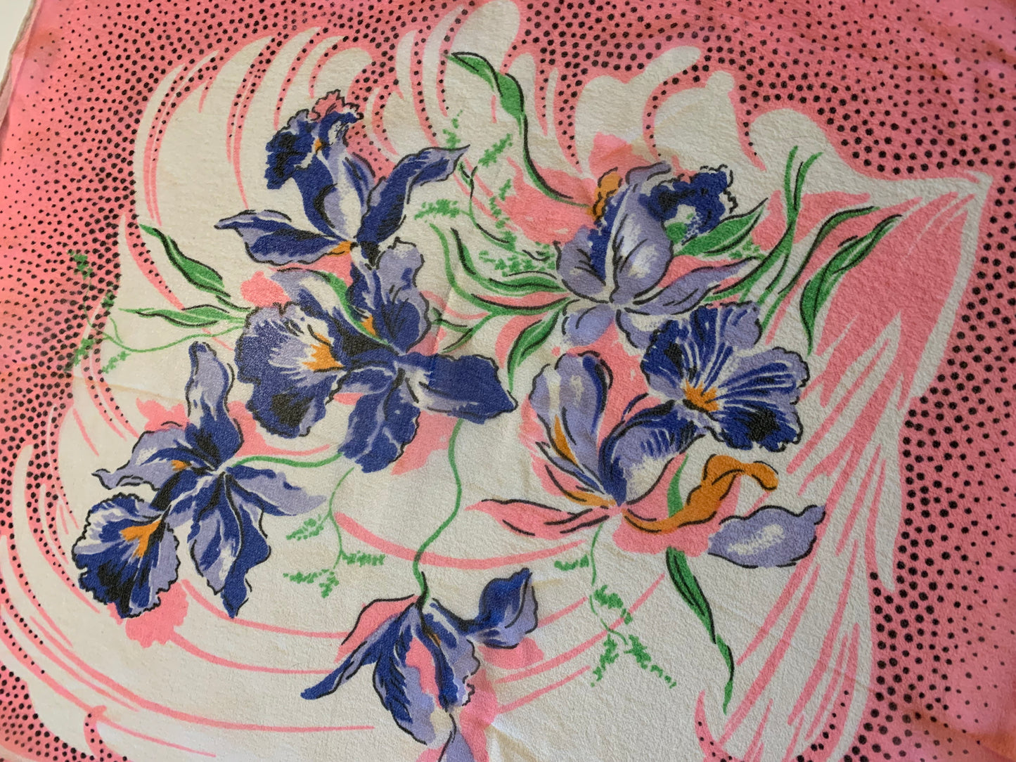 Iris Print Silk Handkerchief circa 1940s