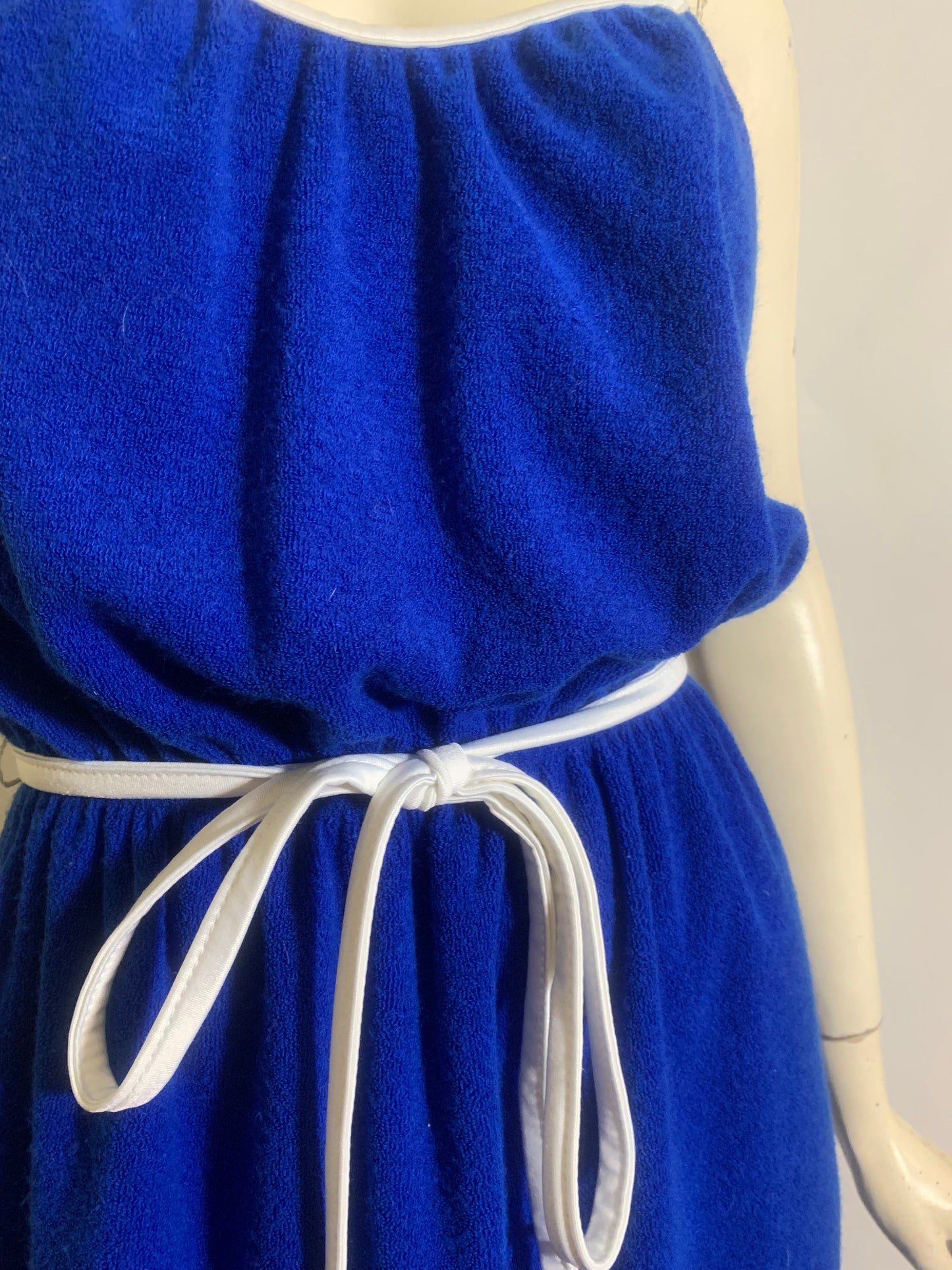 Royal Blue Terry Cloth Summer Swim Dress circa 1980s