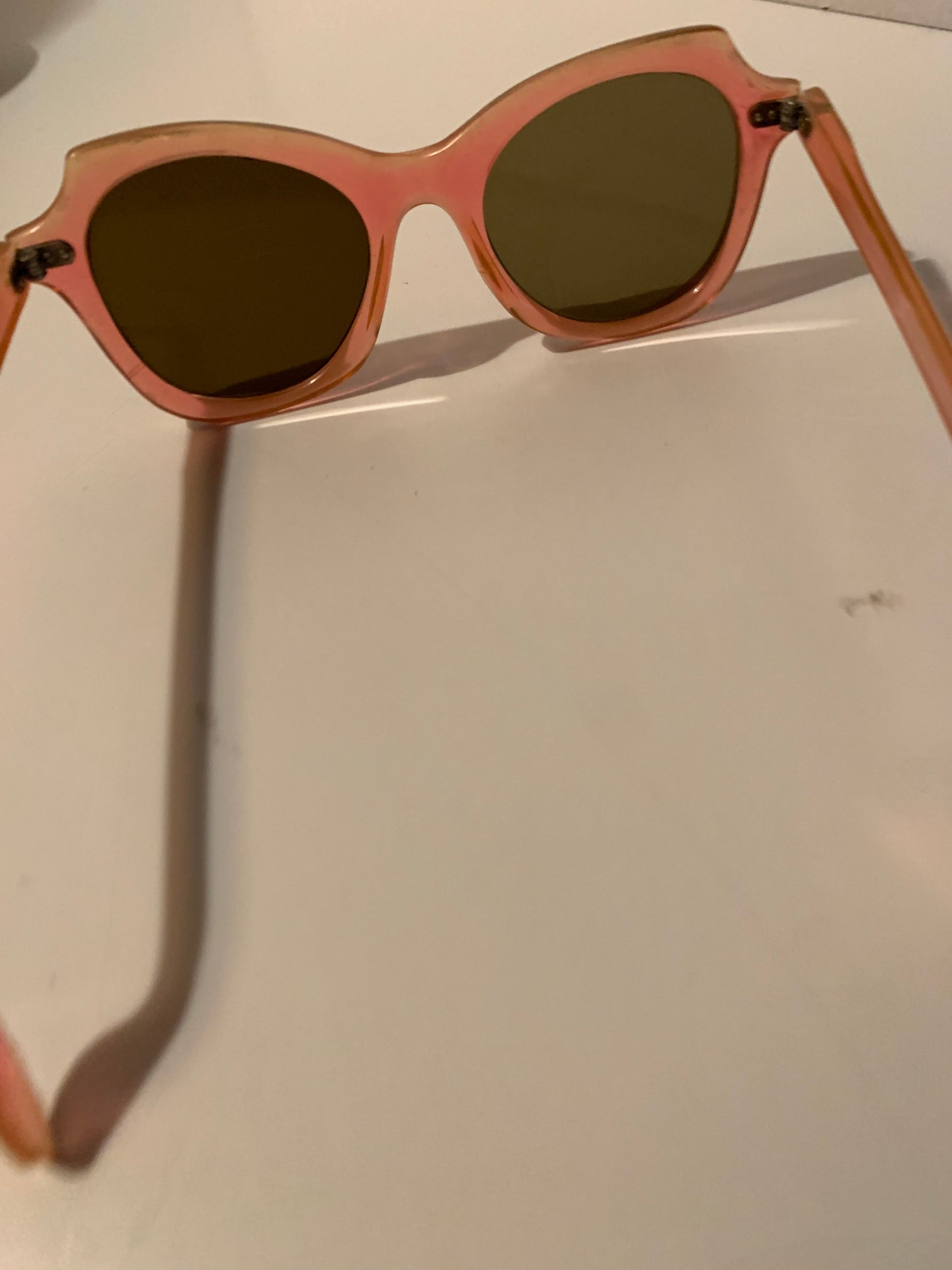 Caramel Plastic Frame Sunglasses Smoky Green Lenses circa 1940s