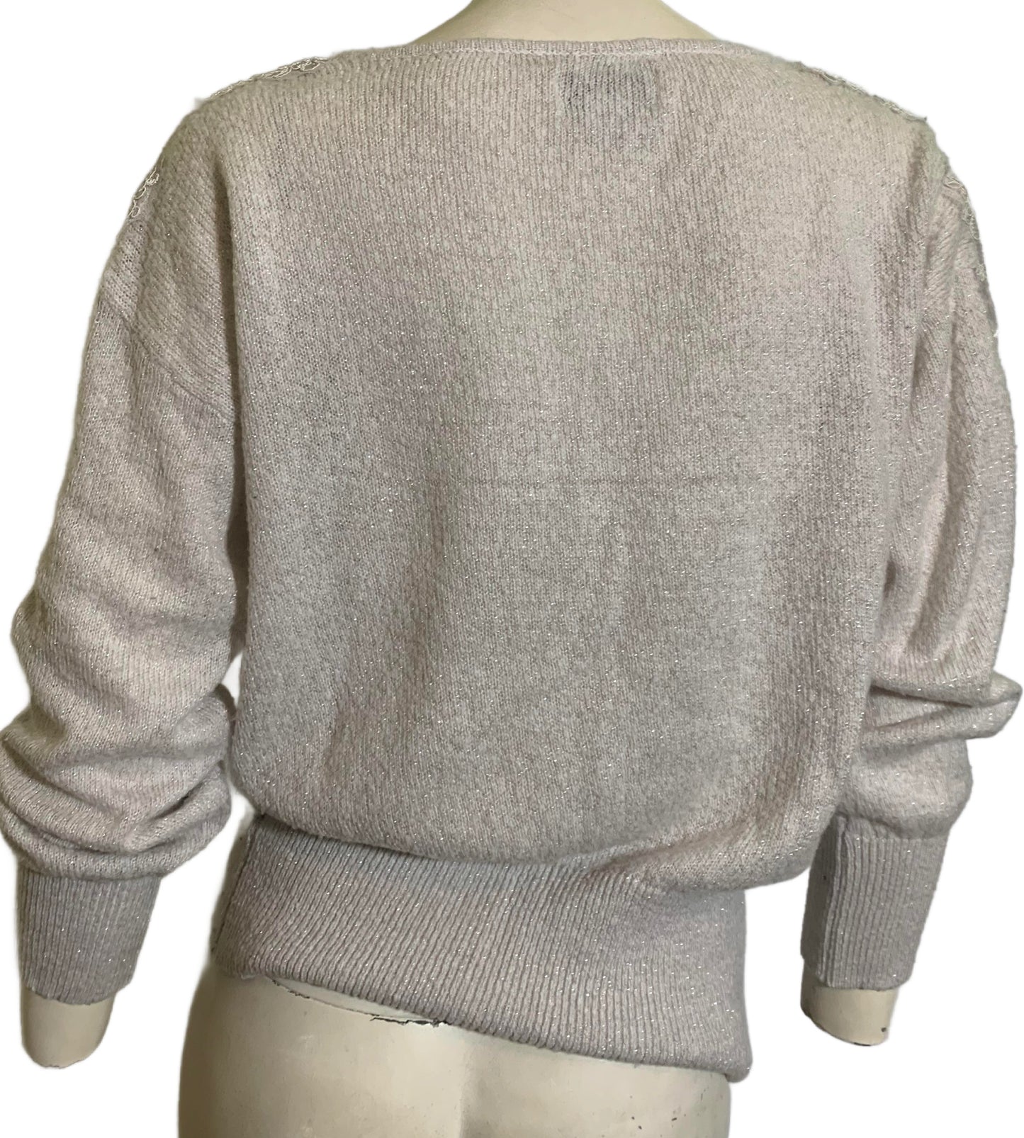 Silver Long Sleeved Beaded Sweater circa 1980s