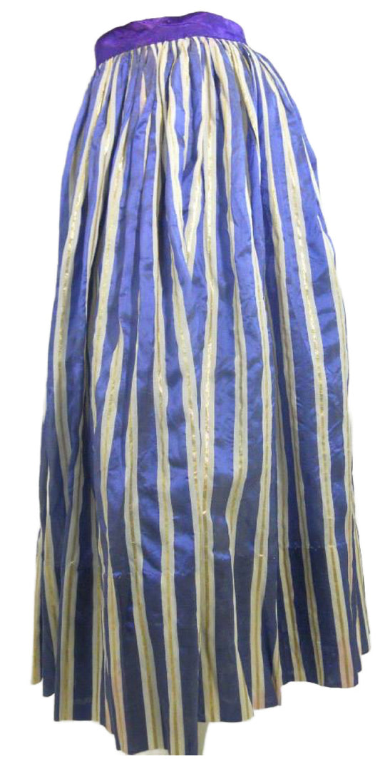 Metallic Silk Blue and Gold Striped Skirt circa 1930s