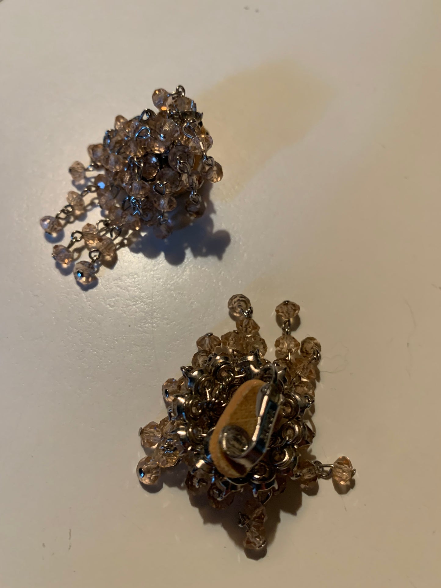 Sparkling Pink Rhinestone Trembler Clip Earrings circa 1960s