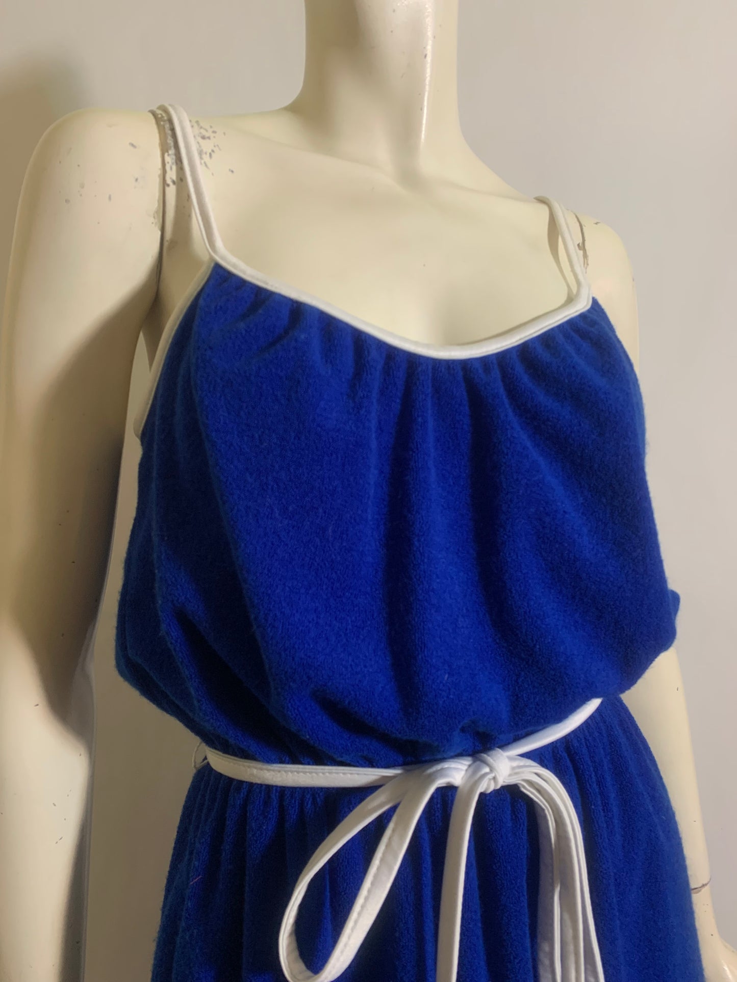 Royal Blue Terry Cloth Summer Swim Dress circa 1980s
