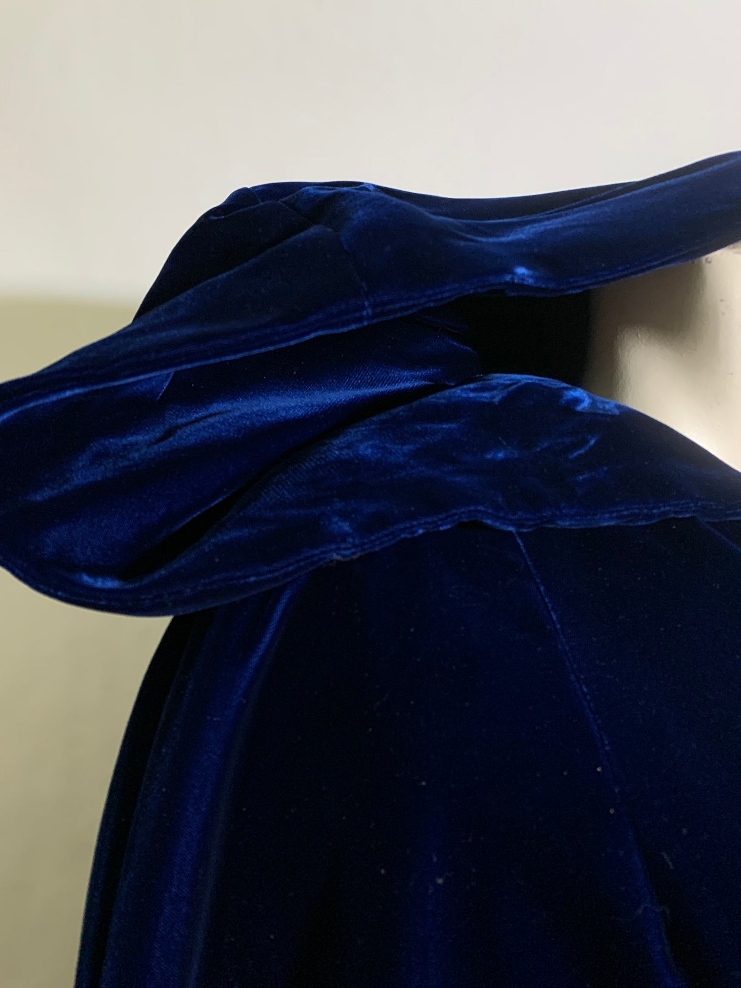 Deep Sapphire Blue Velvet Hooded Cloak circa 1960s