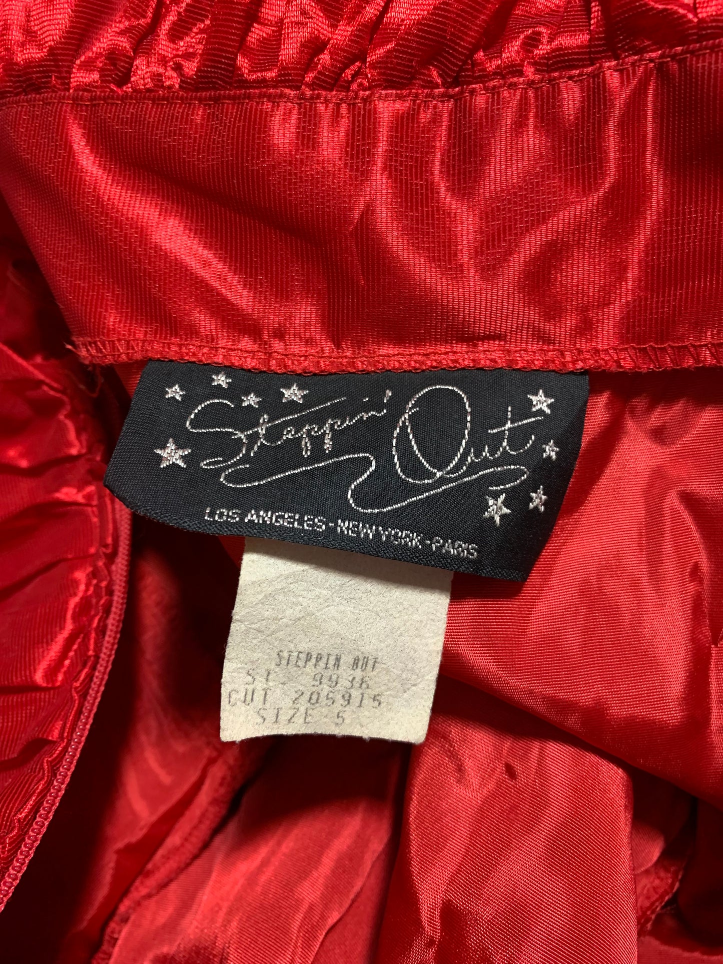 Shimmering Cherry Red Strapless Prom Dress circa 1980s