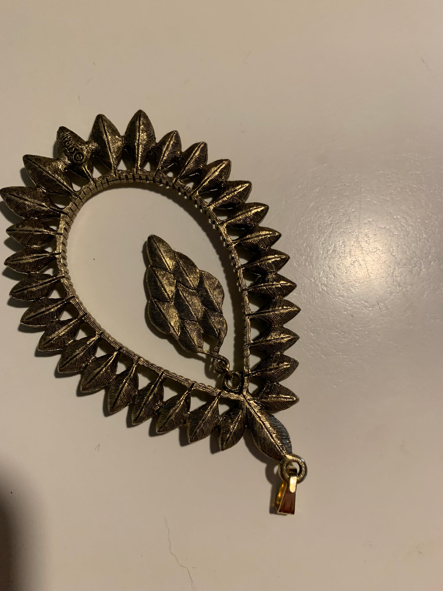 BIG Peacock Eye Inspired Teardrop Dangle Pendant circa 1970s