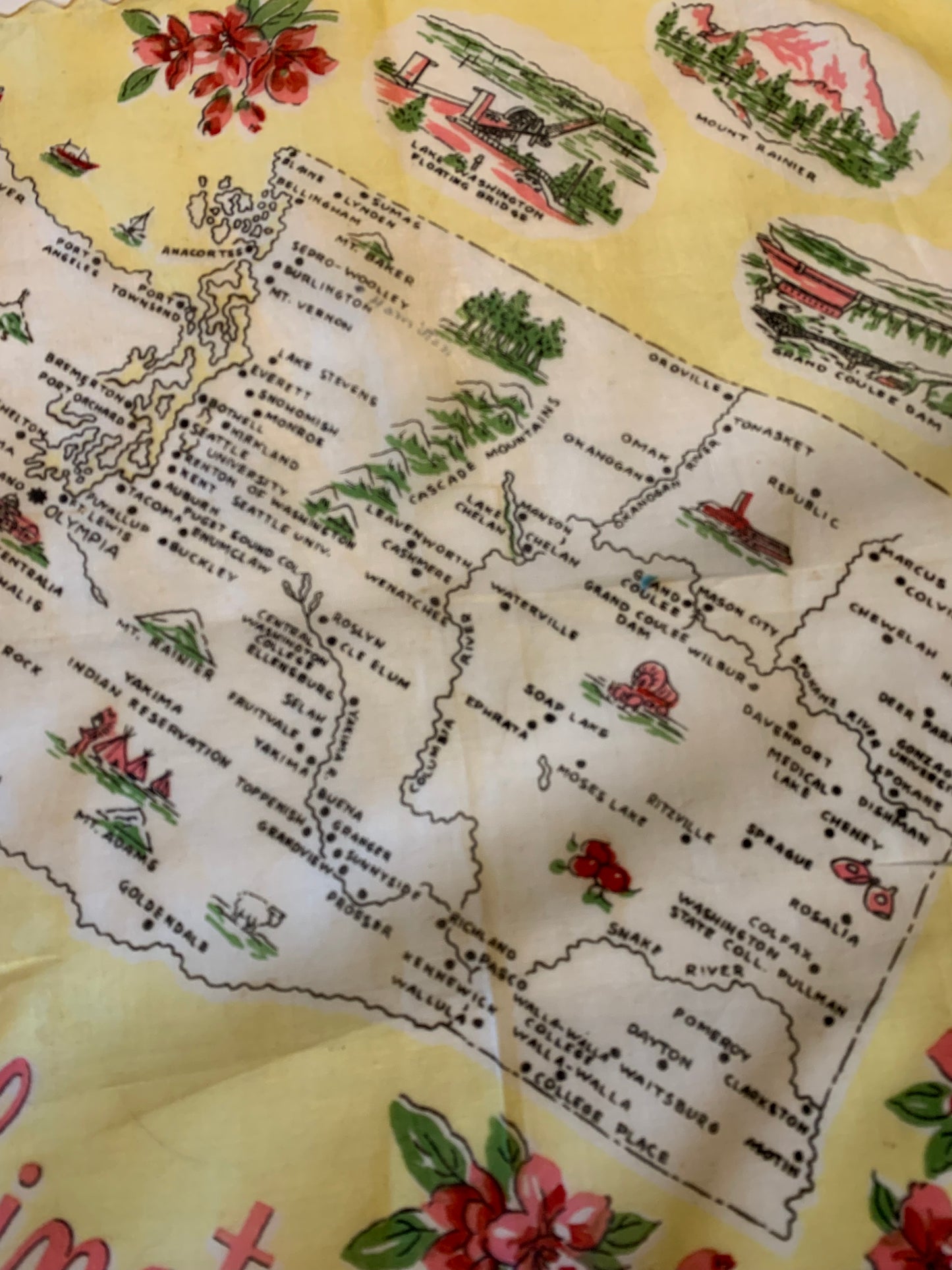 Washington State Cotton Handkerchief circa 1940s