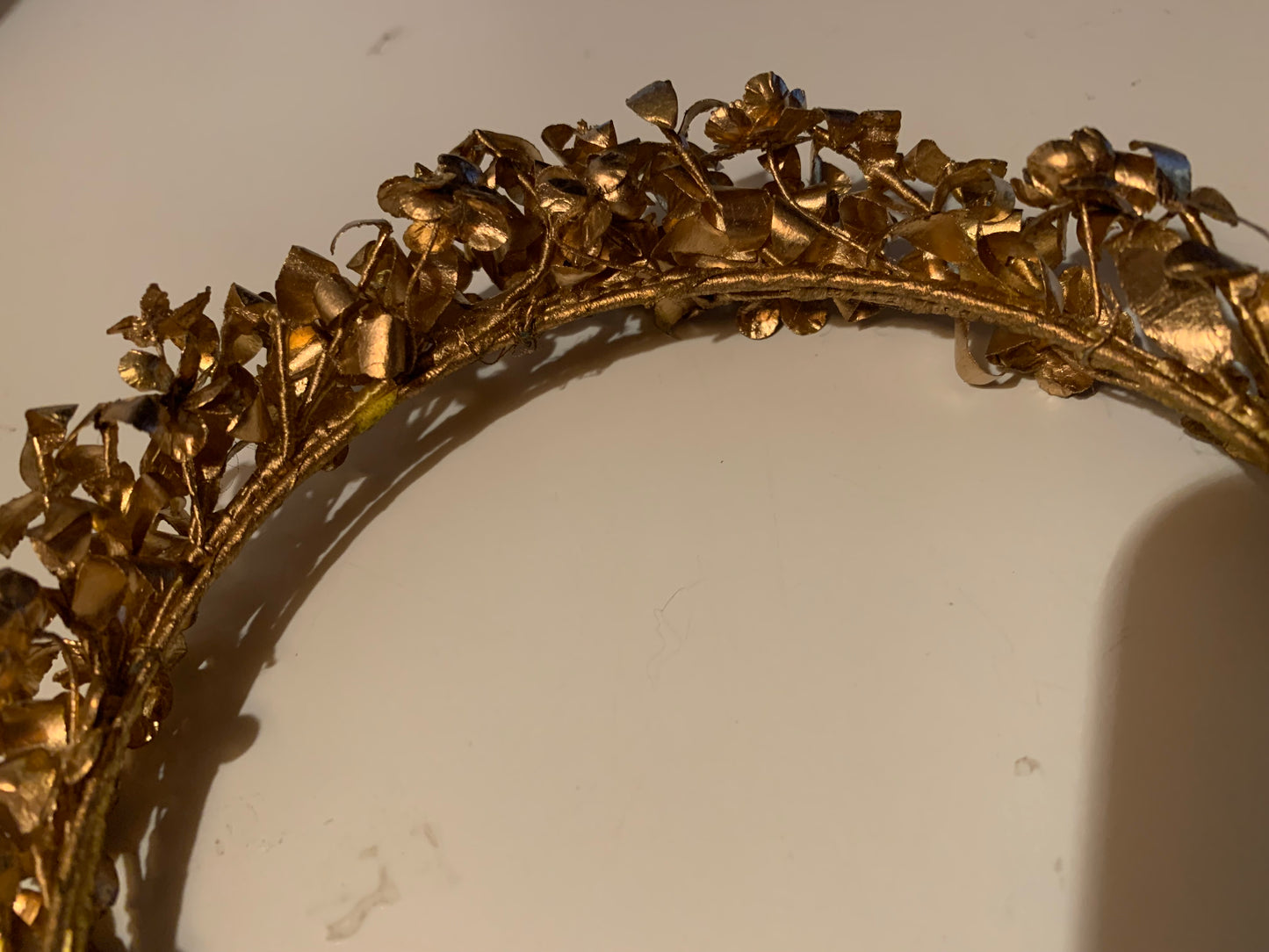 Golden Paper Hand Made Flower Crown Headband circa 1920s