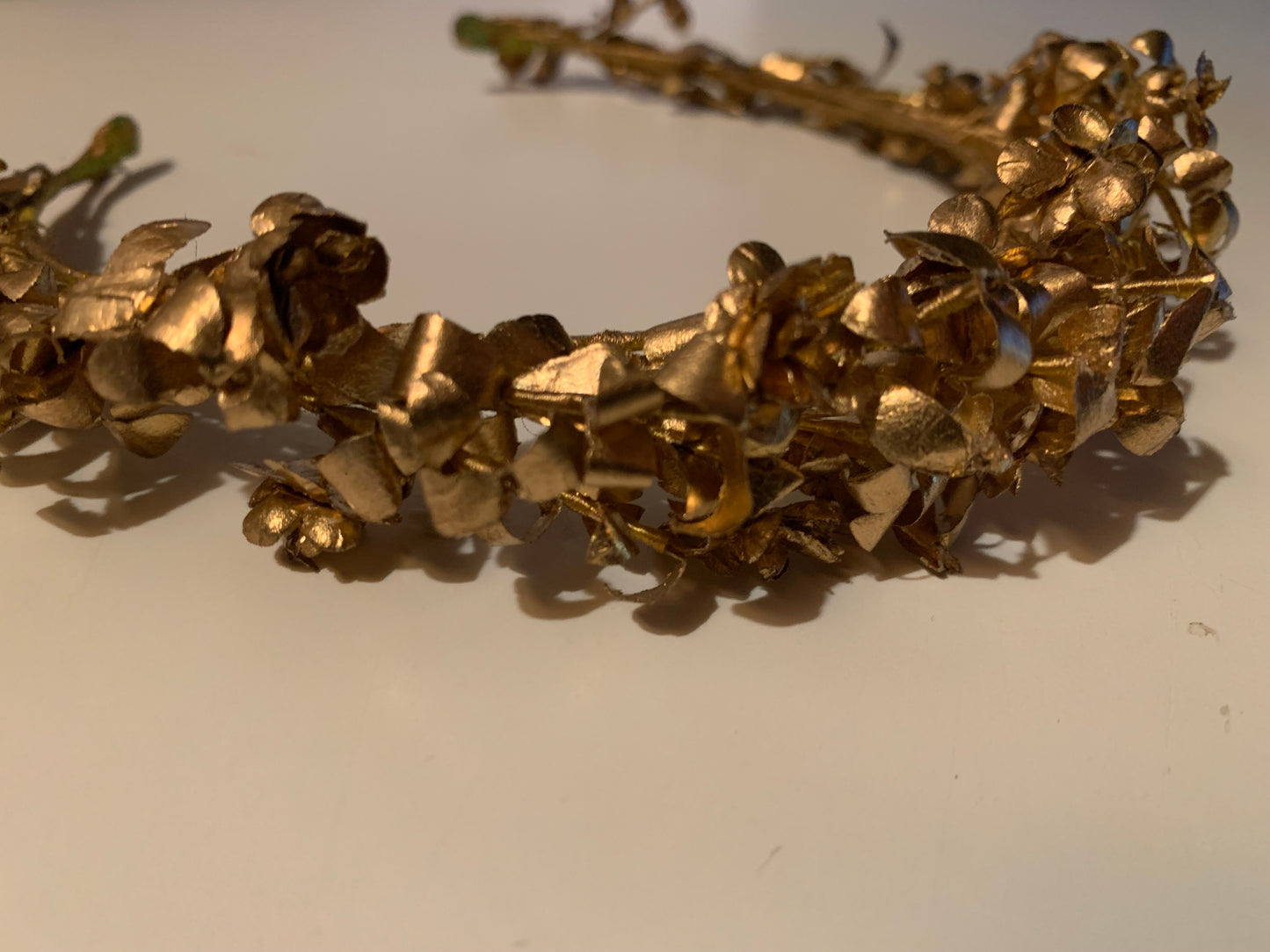 Golden Paper Hand Made Flower Crown Headband circa 1920s