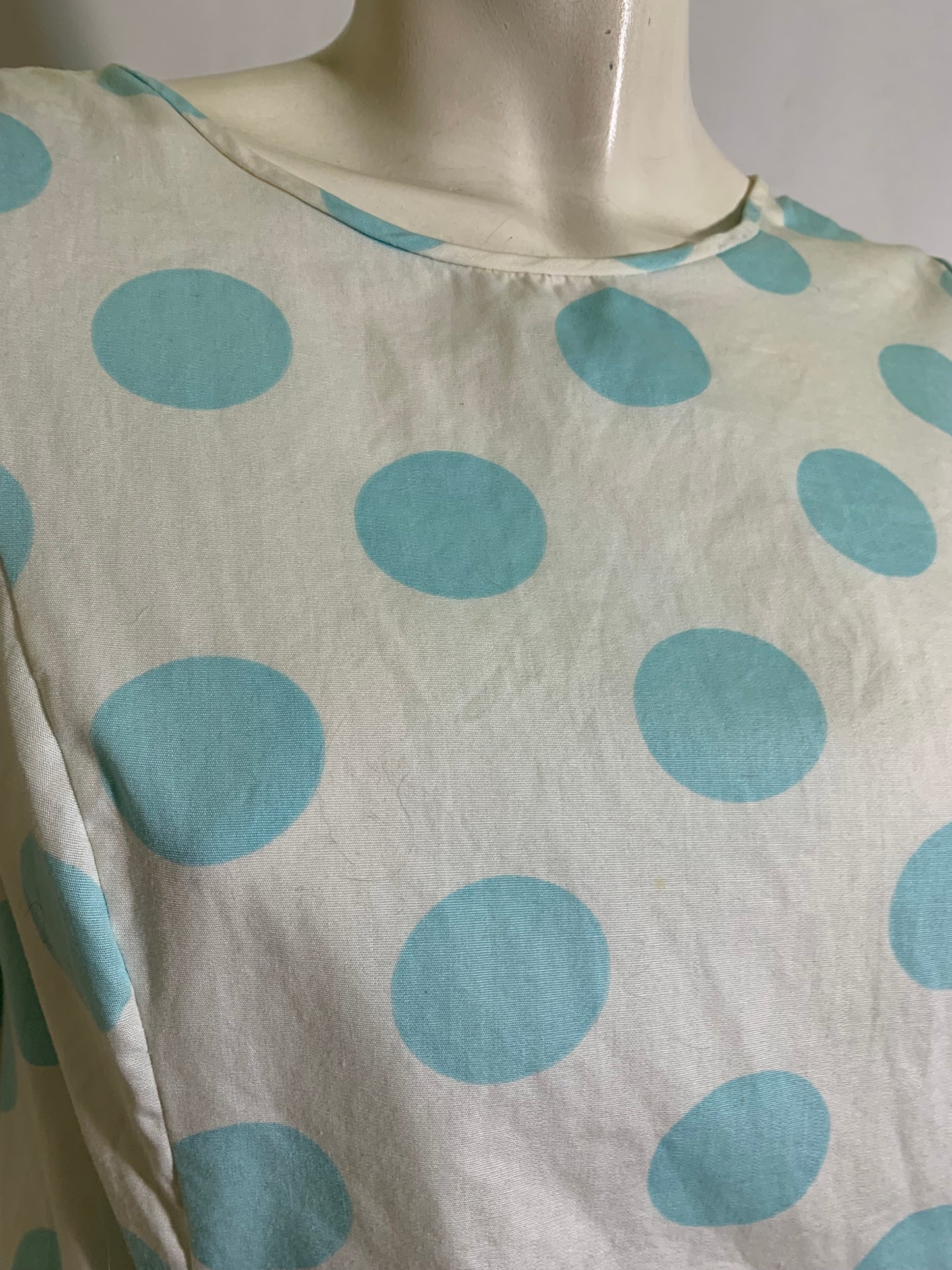 Polka Dot Kitty Cat Applique Mini Shift Dress circa 1960s